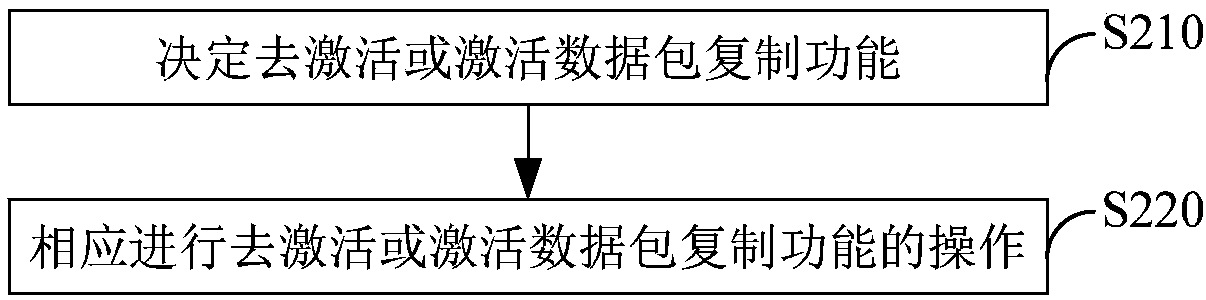 Control method and device for data packet replication function, and communication equipment