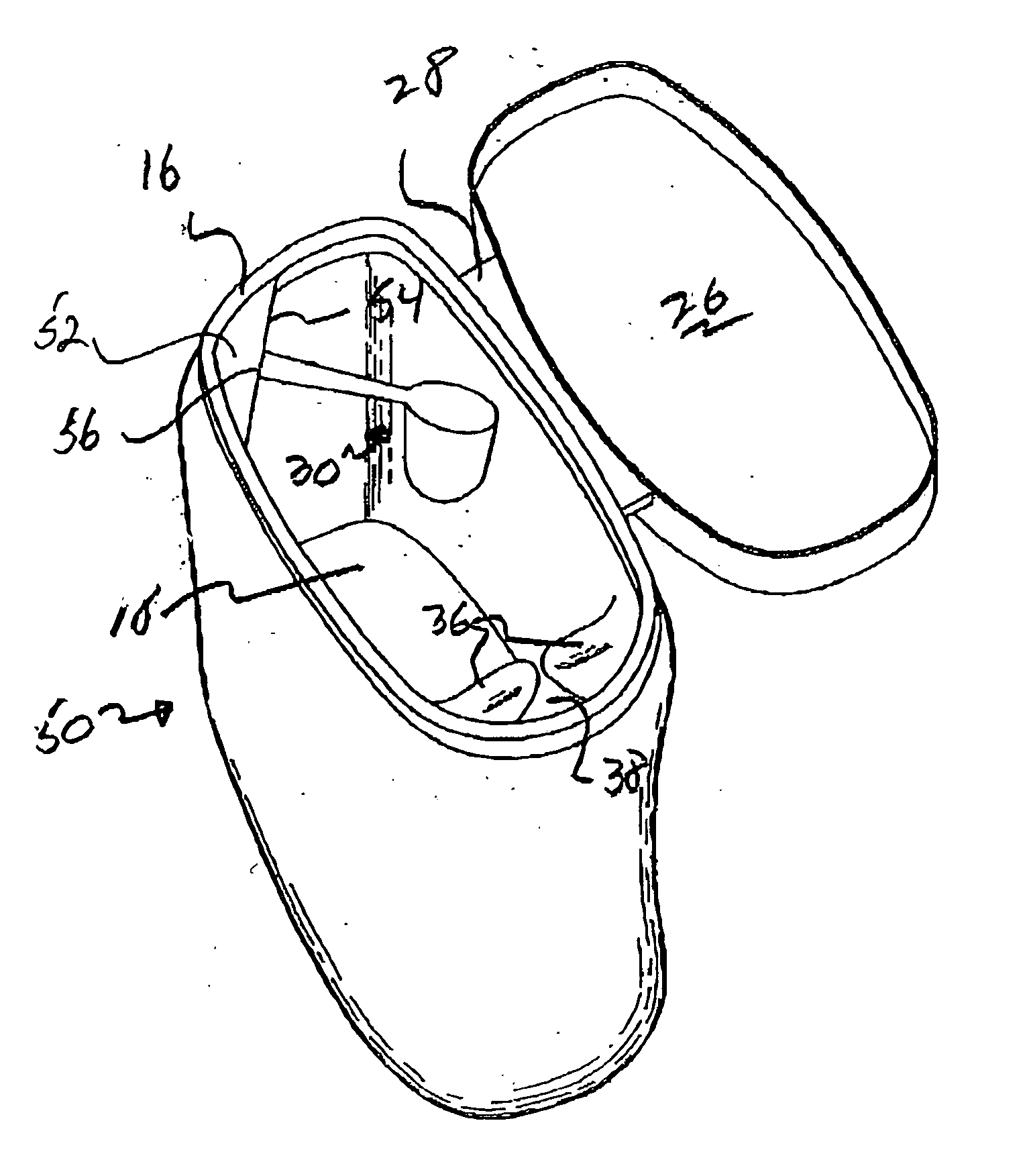 Container with measuring device holding means