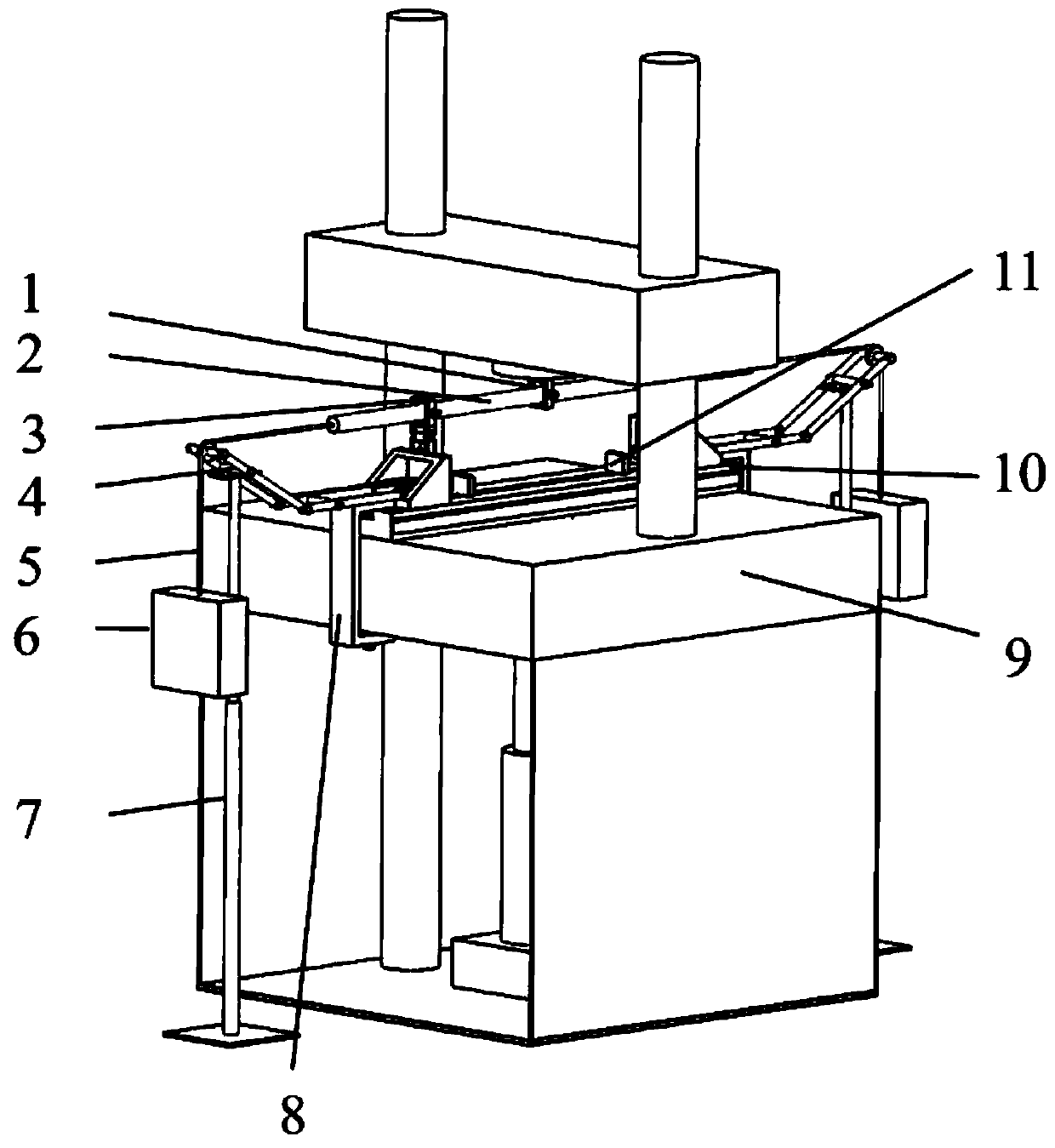 Aerial cable bending rigidity experiment method and device under stretching and bending combination