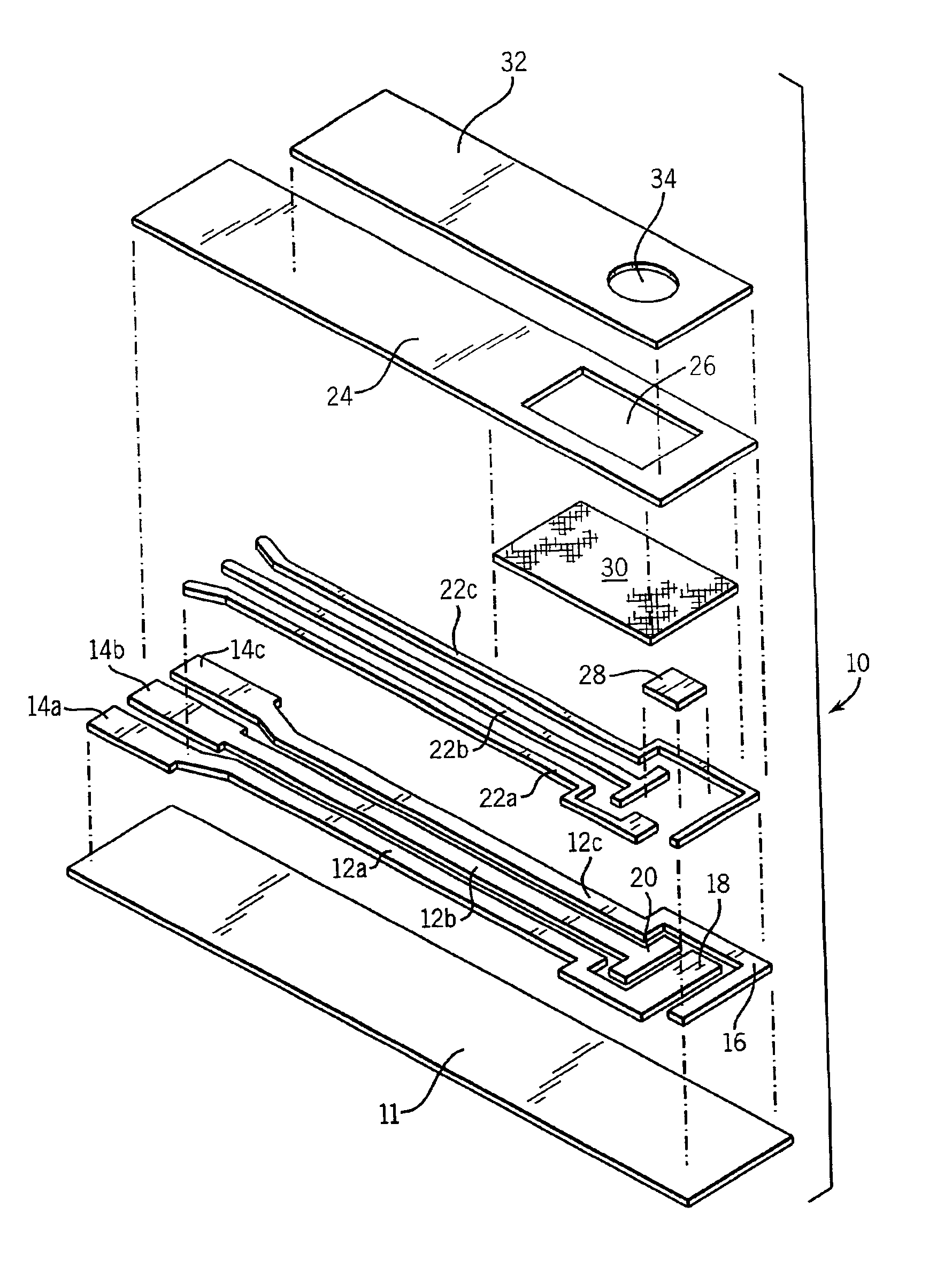 Electrochemical biosensor strip for analysis of liquid samples