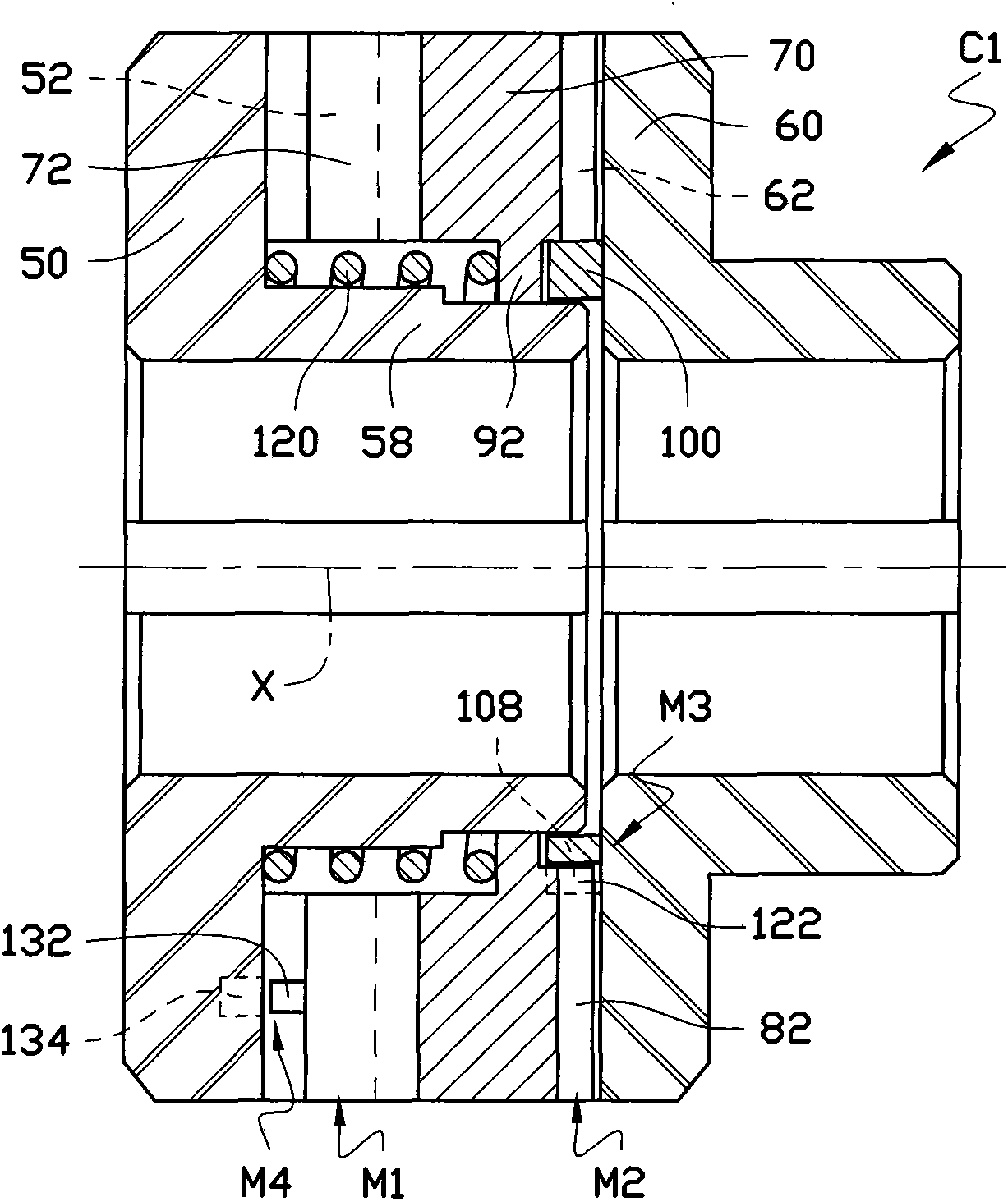 Torque-excited rotary guide type jaw overrunning clutch and self-locking differential