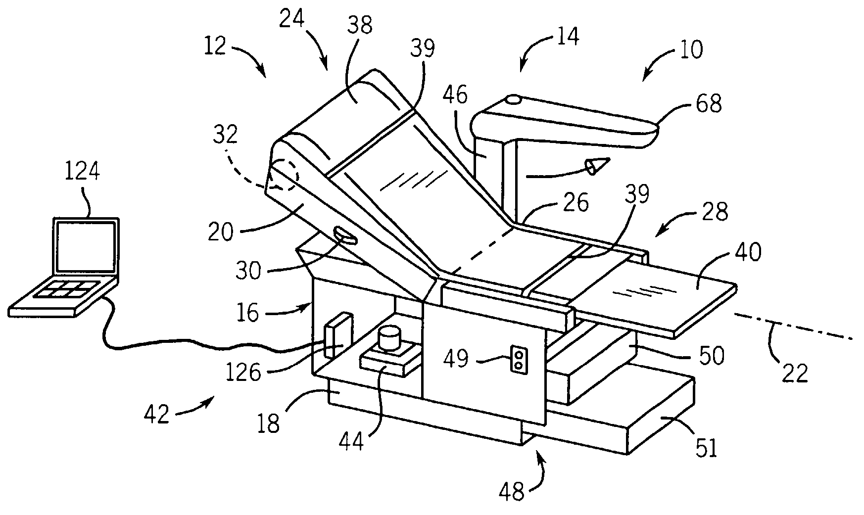 Examination table providing x-ray densitometry