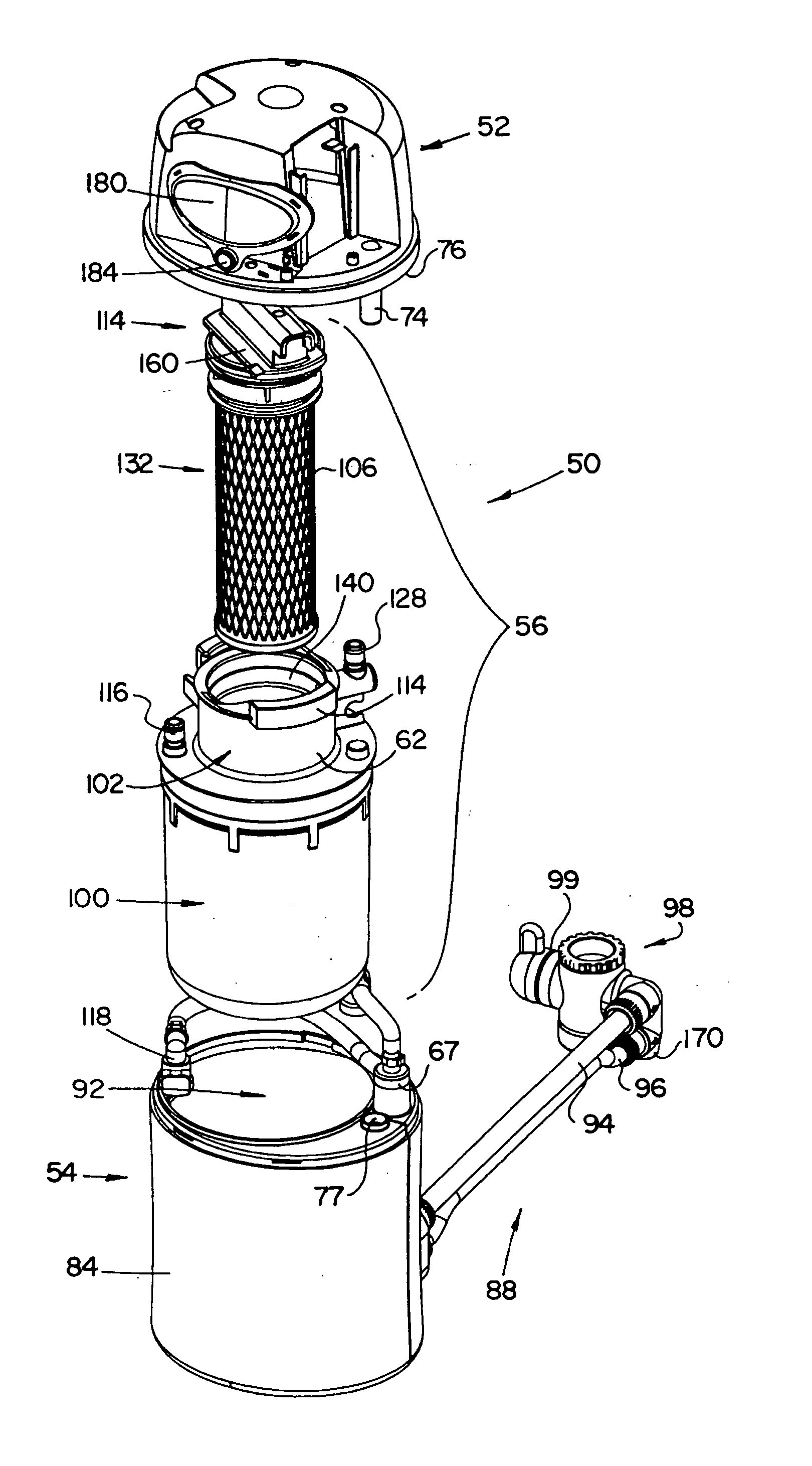 Counter top water filtration system