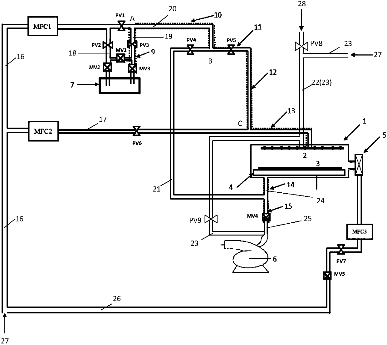 Titanium nitride atomic layer deposition device and deposition method thereof