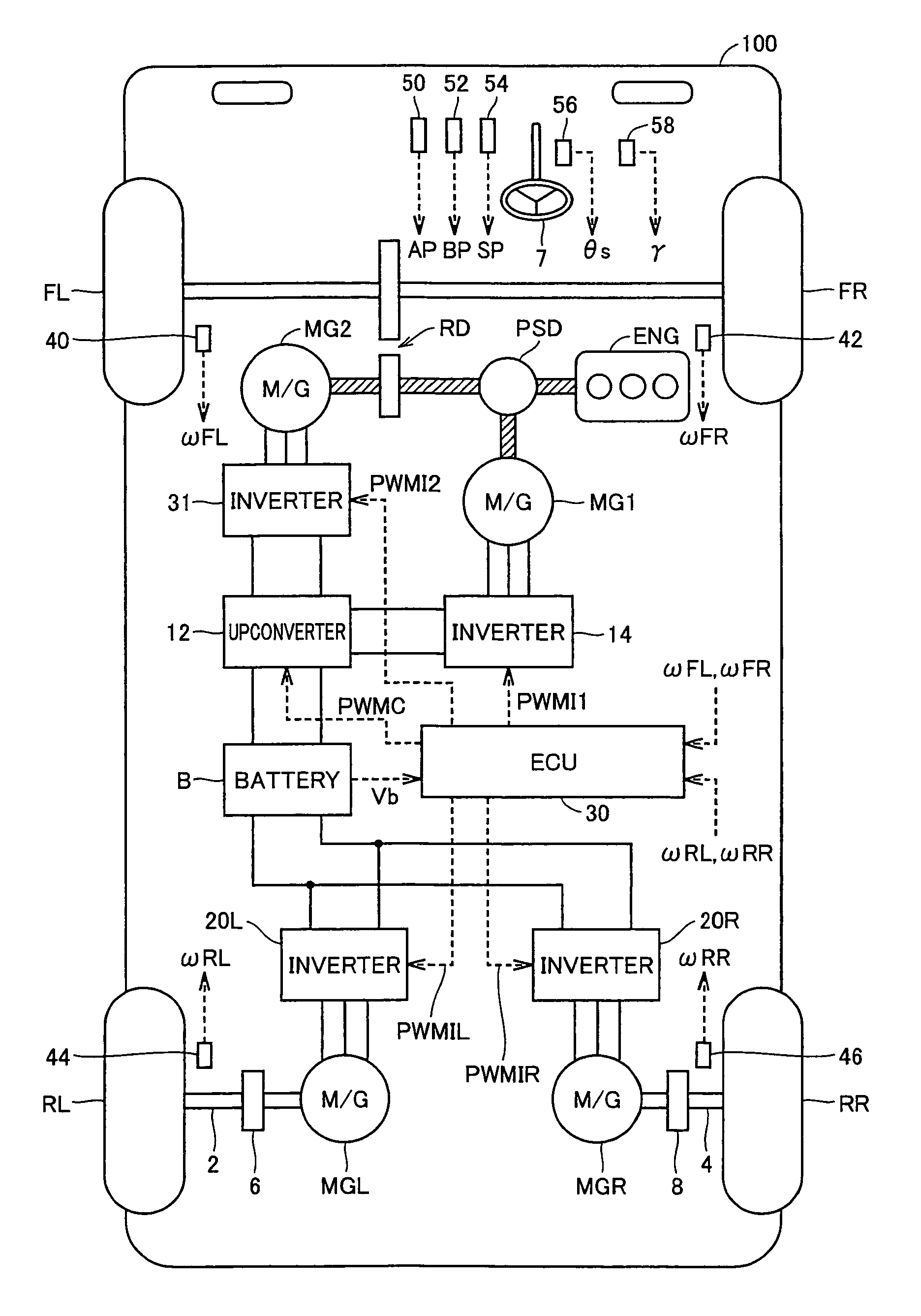 Driving power control apparatus for four wheel drive vehicle