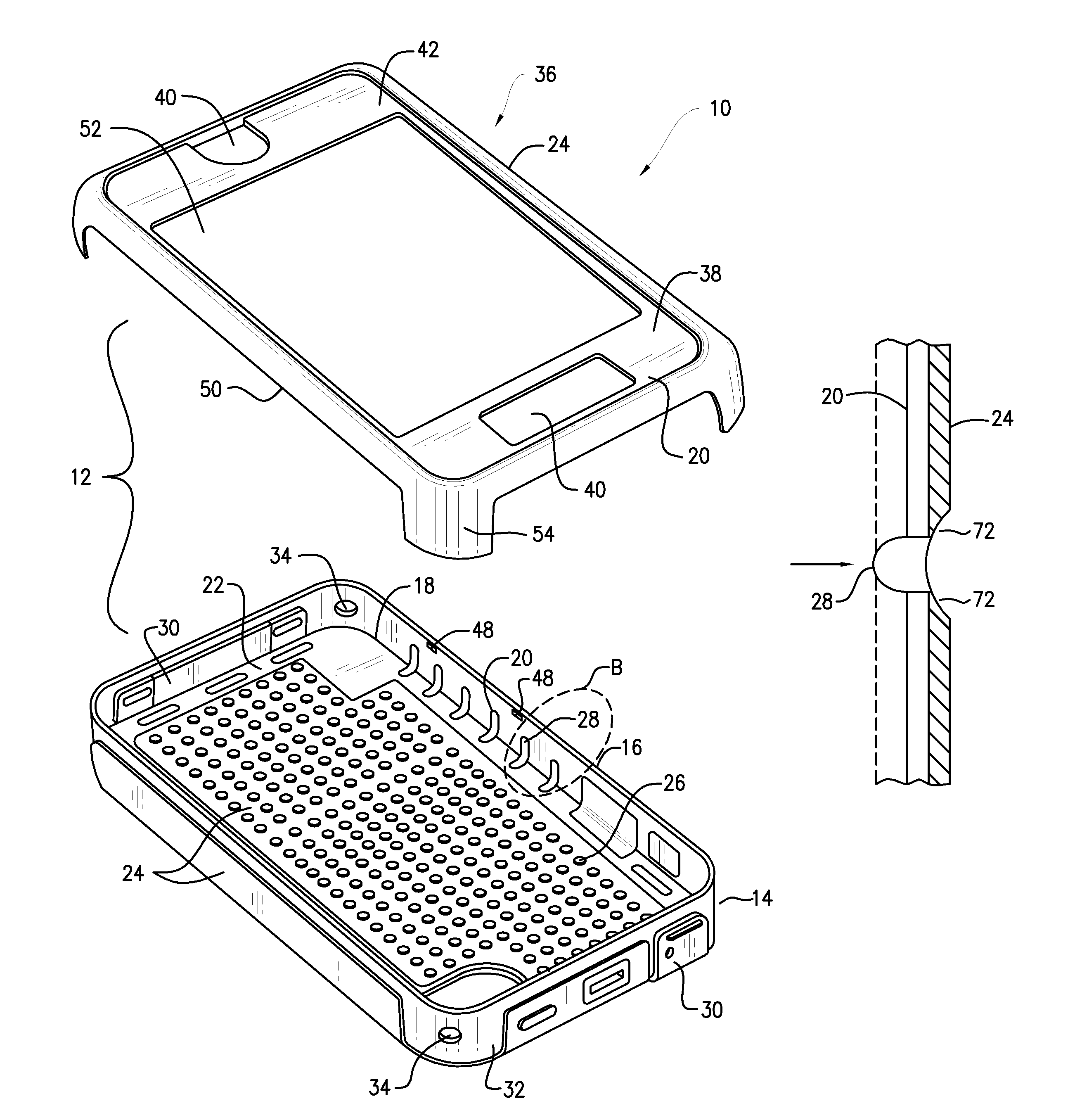 Mobile device case having tension elements