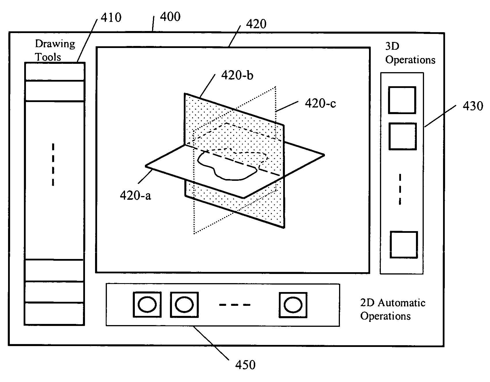 Interactive 3D data editing via 2D graphical drawing tools