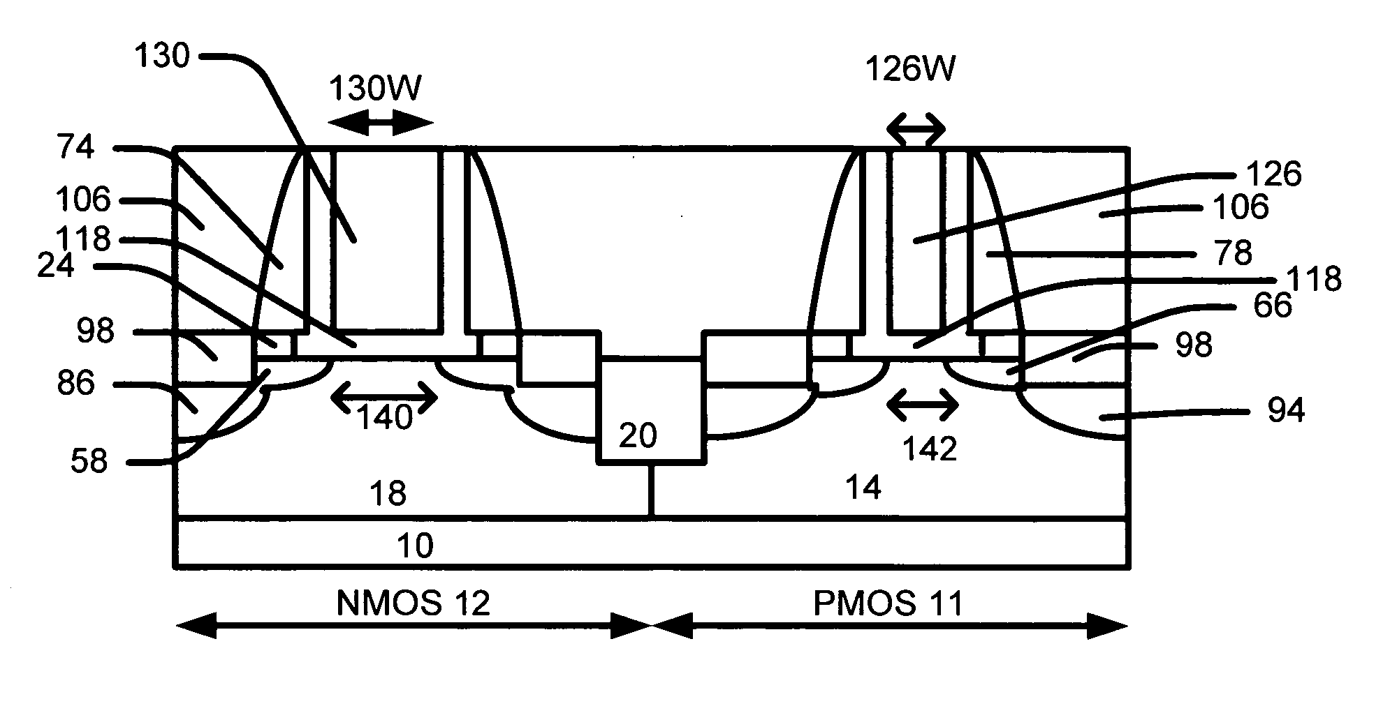 Selective oxide trimming to improve metal T-gate transistor