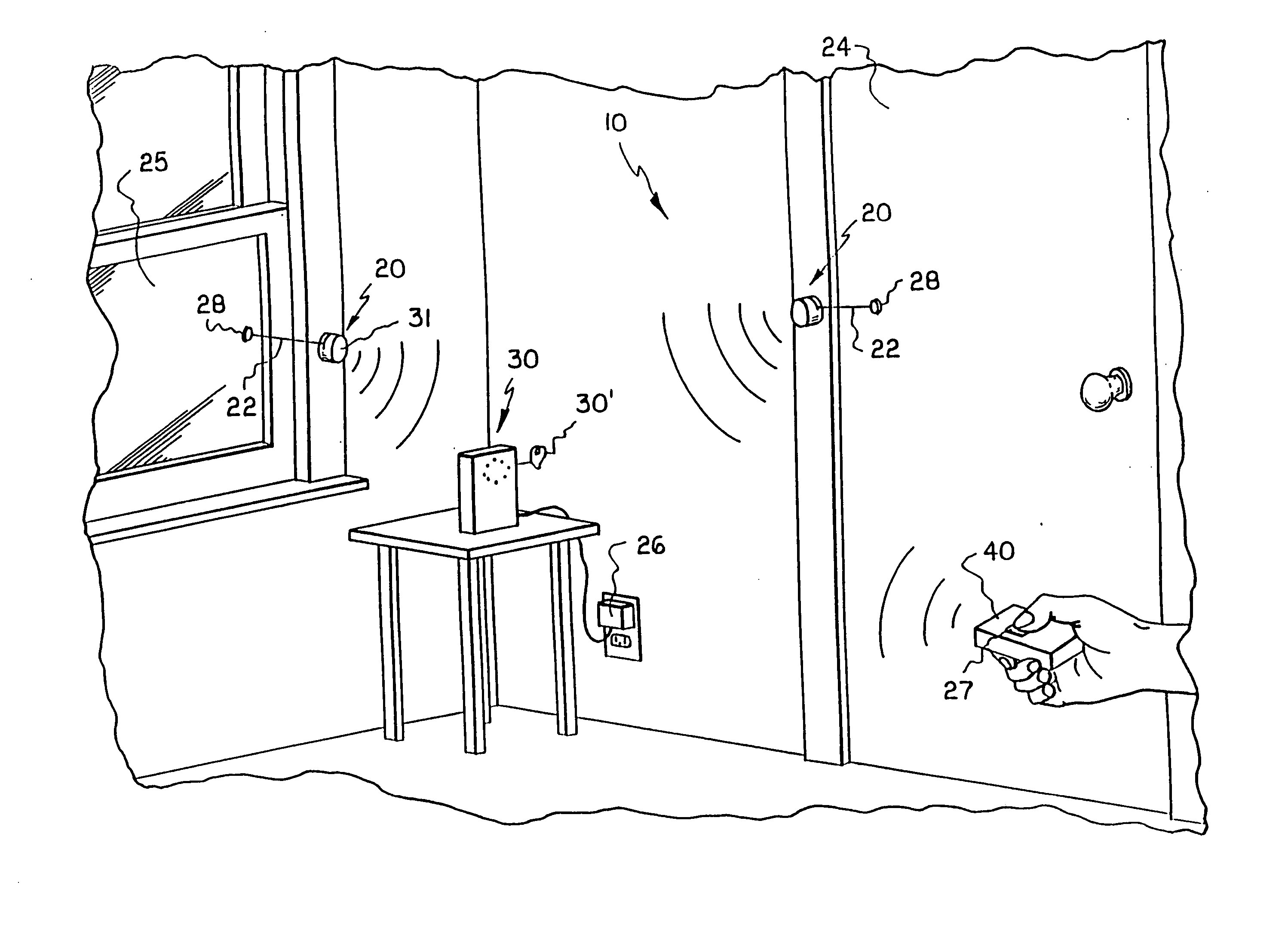Portable motion detector and alarm system and method