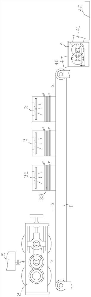 Extrusion, tabletting and crushing device for preparing powder coating