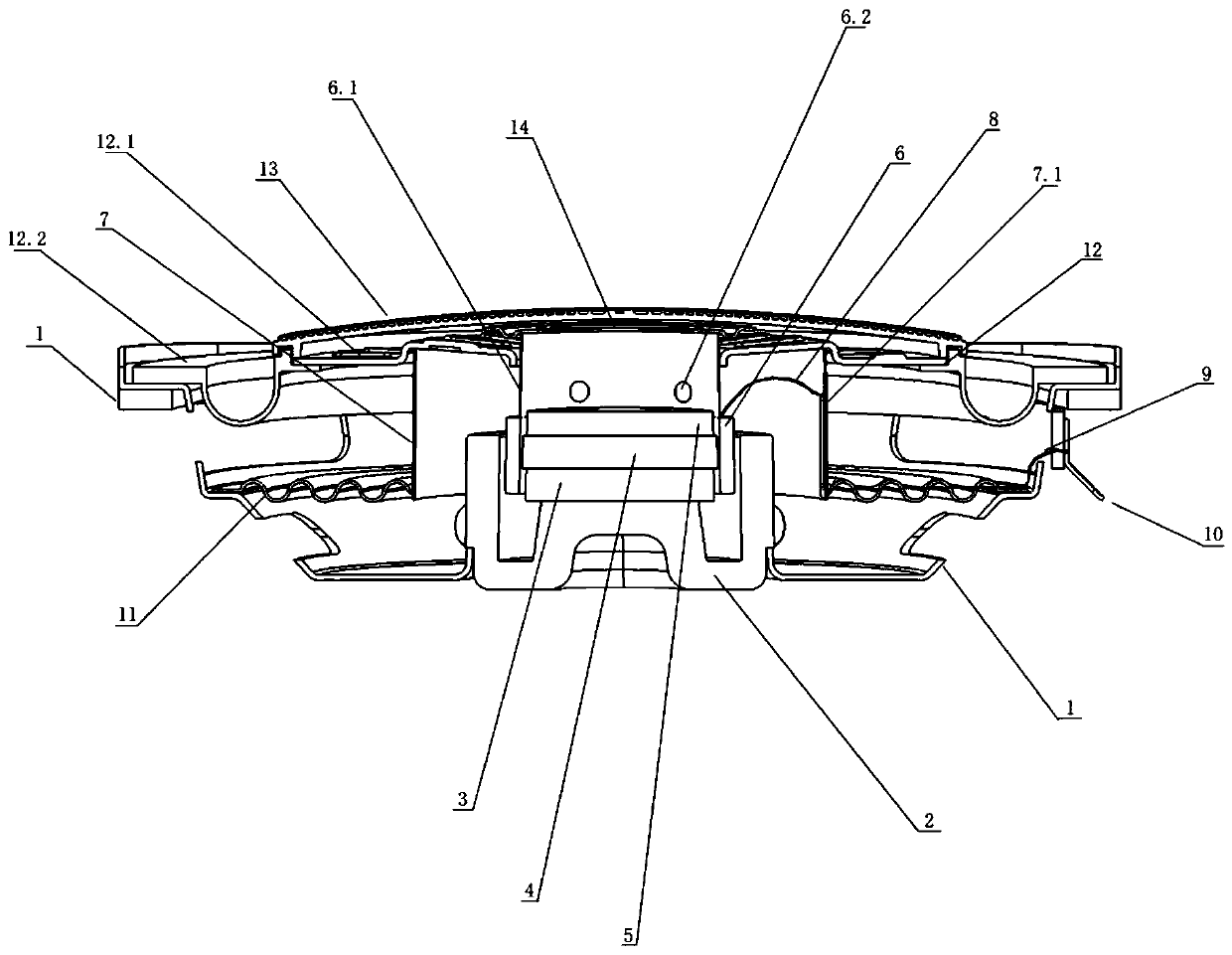 Thin loudspeaker with multiple suspension supports