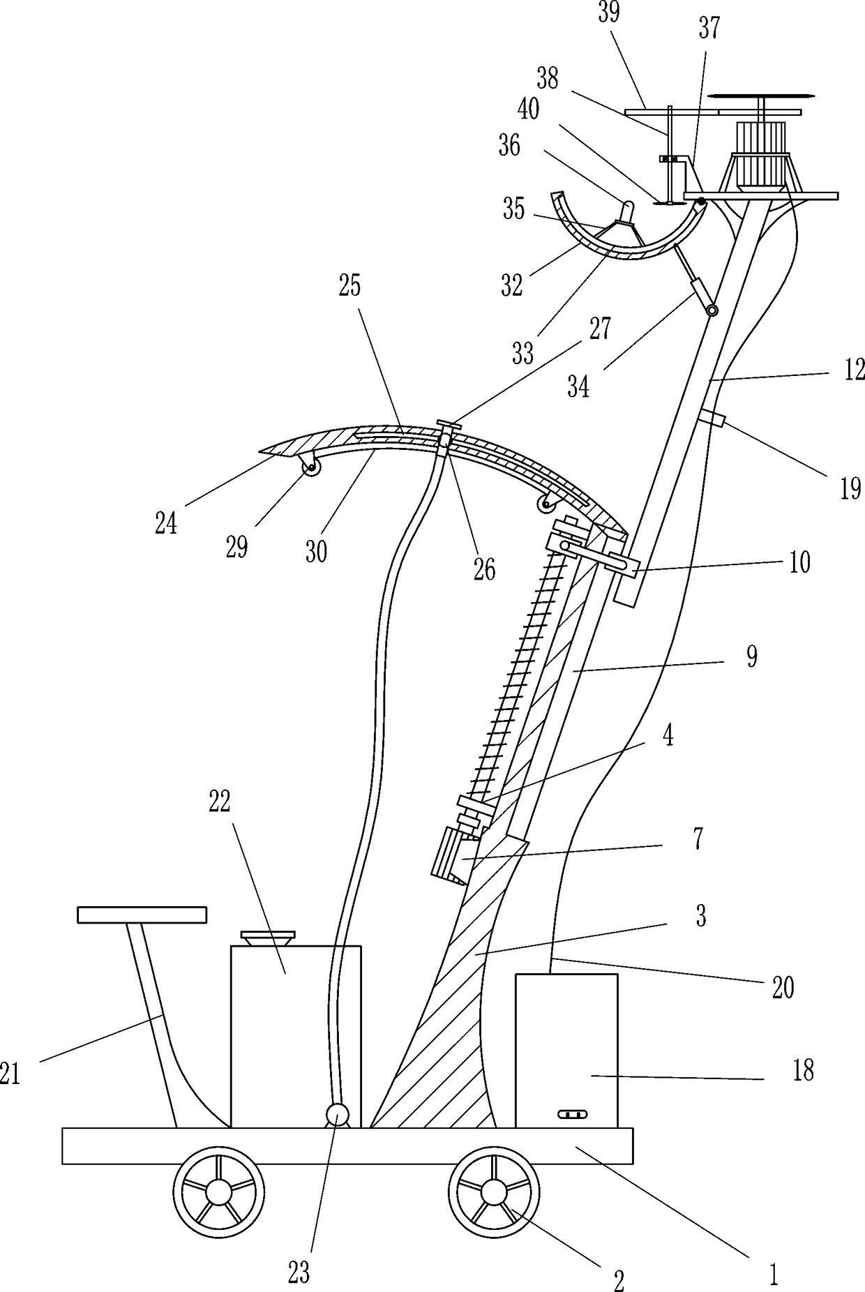 Roof lime grinding device for buildings