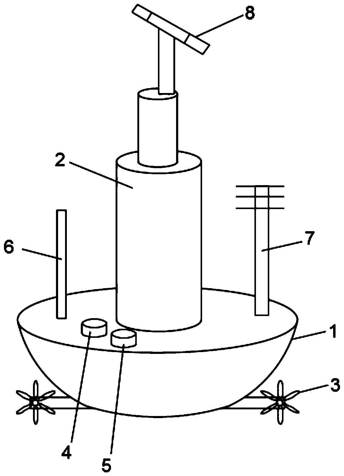 Marine geomagnetic daily variation observation device and geomagnetic measuring method