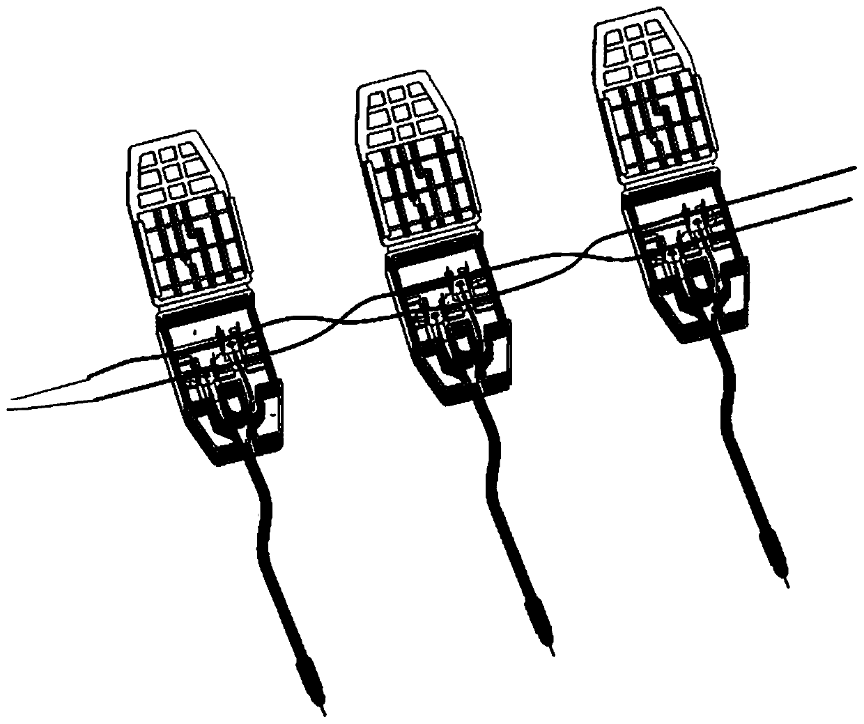 Electronic detonator leg wire tail end connecting device and blasting system and application thereof