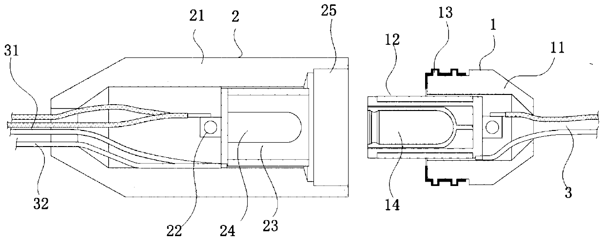 Electronic detonator leg wire tail end connecting device and blasting system and application thereof