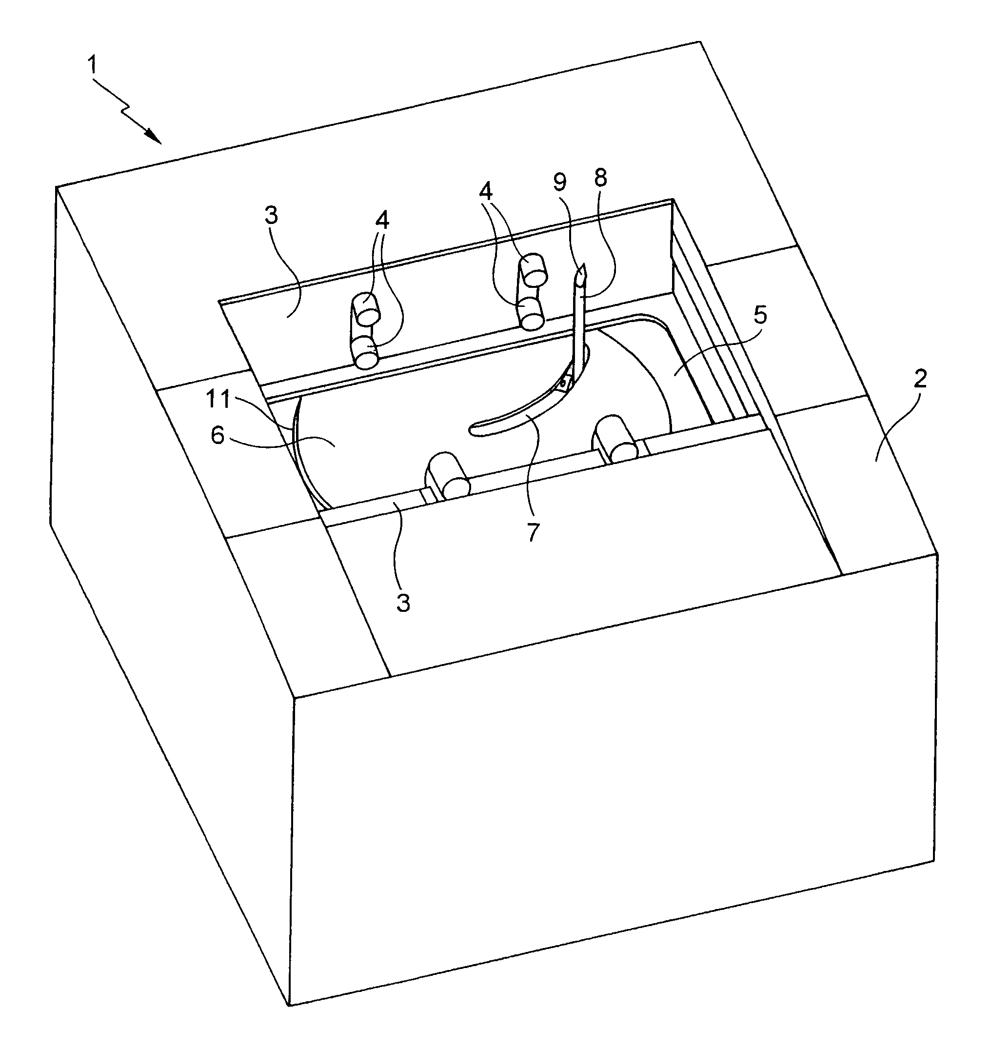 Contour reading device comprising a force sensor