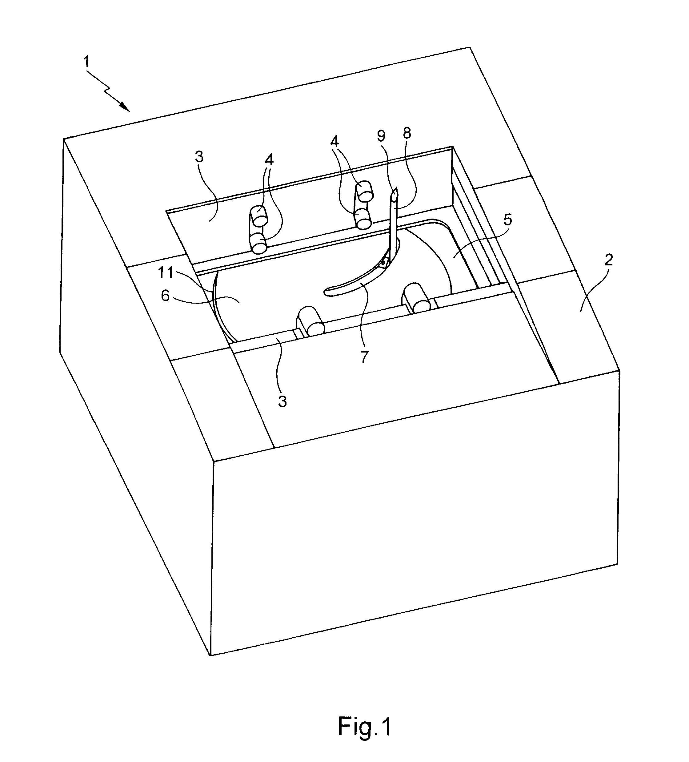 Contour reading device comprising a force sensor