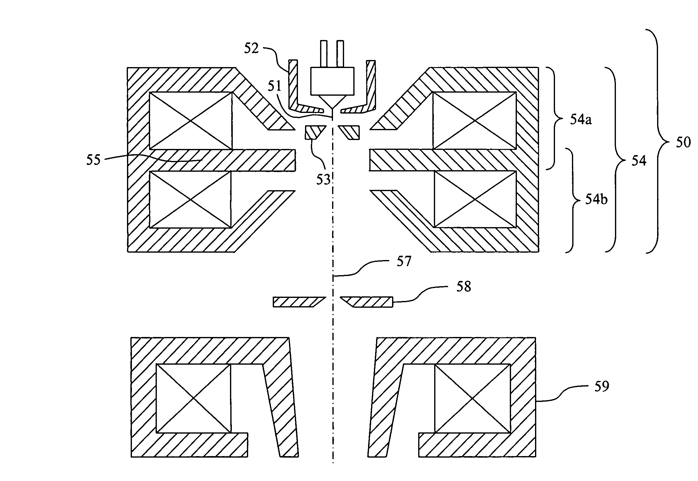 Electron gun with magnetic immersion double condenser lenses