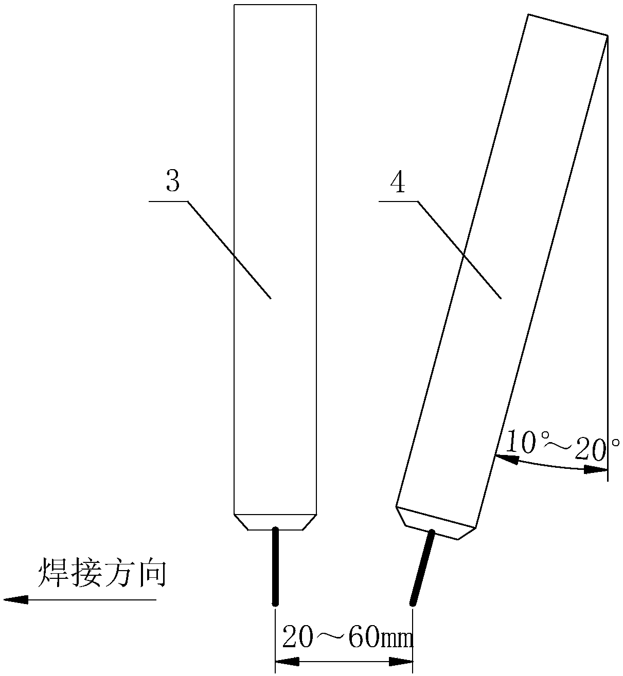 Double-wire submerged arc welding method for high heat input energy welding of high-strength super-thick steel plates