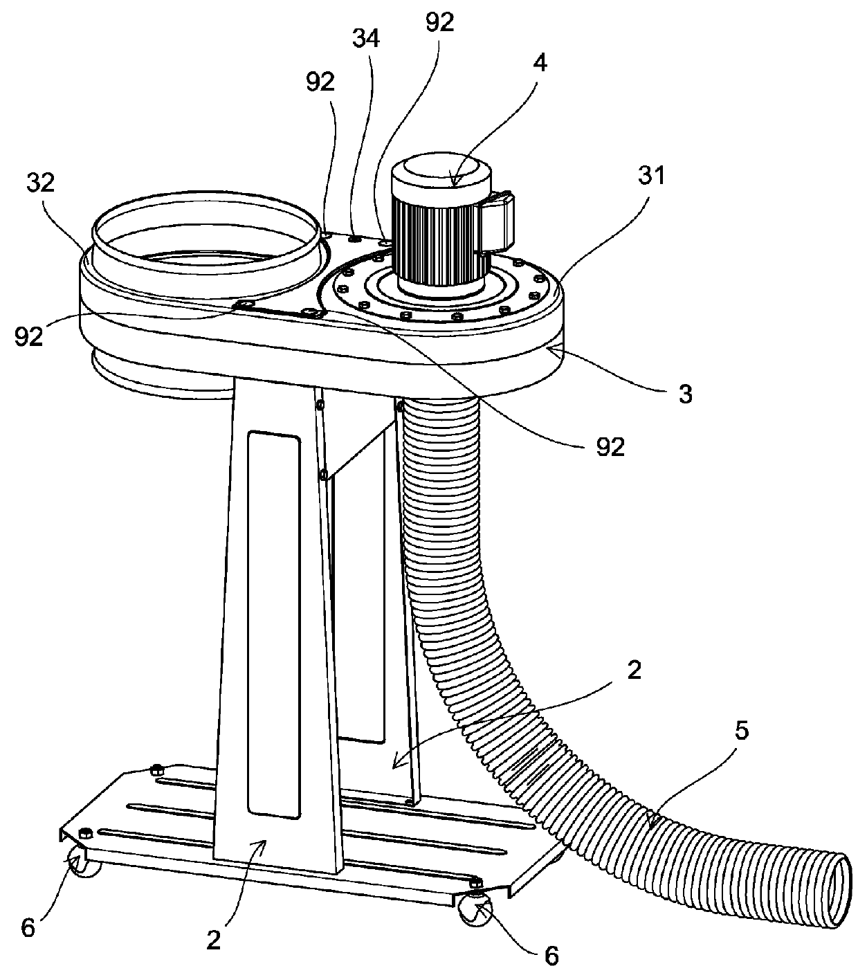 Dust collector for collecting sawdust and wood chips