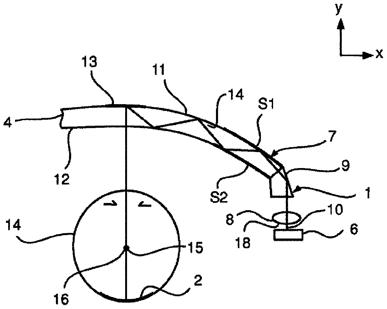 Apparatus for supplying energy to and/or communicating with eye implant by means of illumination radiation