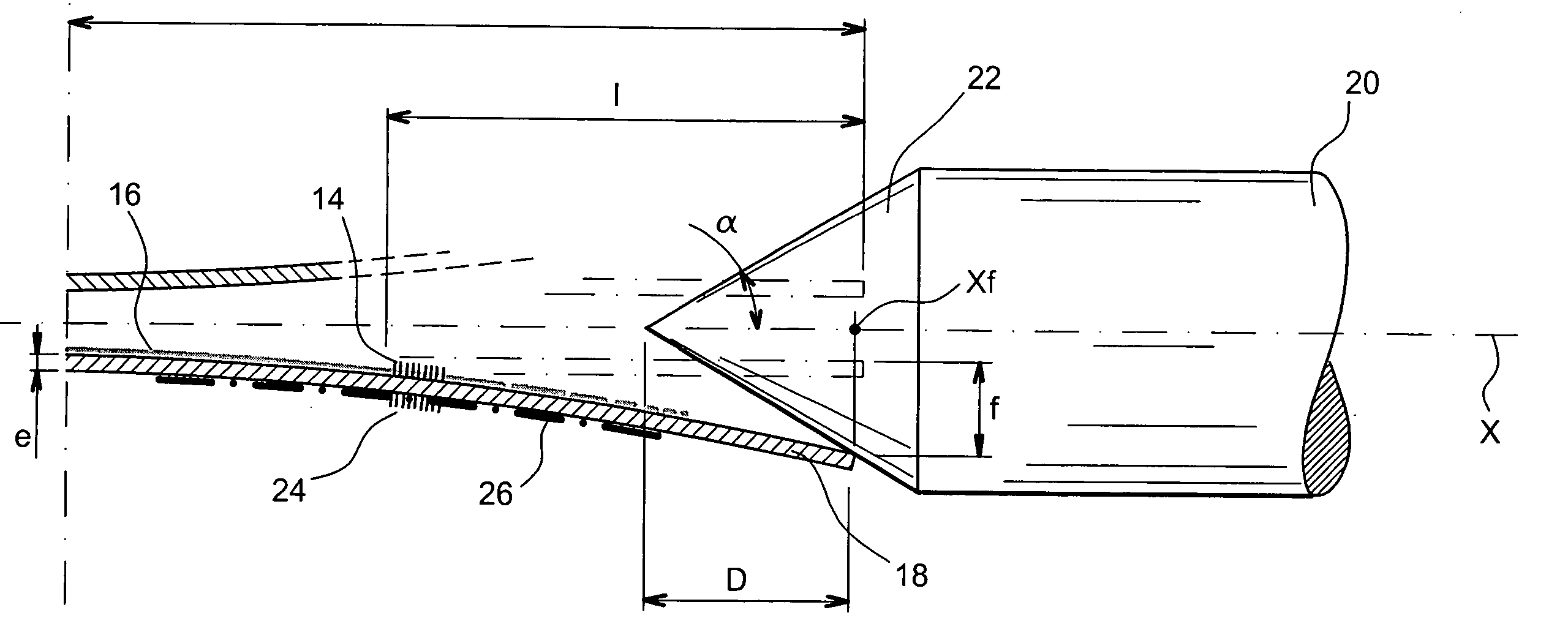 Extensometer comprising a flexible sensing element and bragg gratings