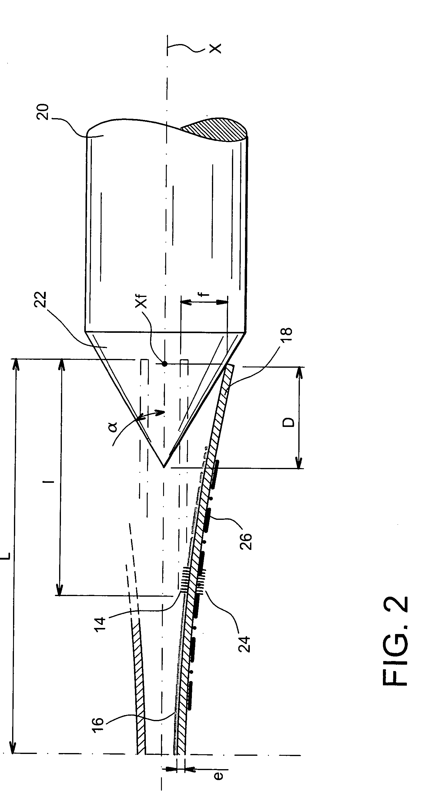 Extensometer comprising a flexible sensing element and bragg gratings