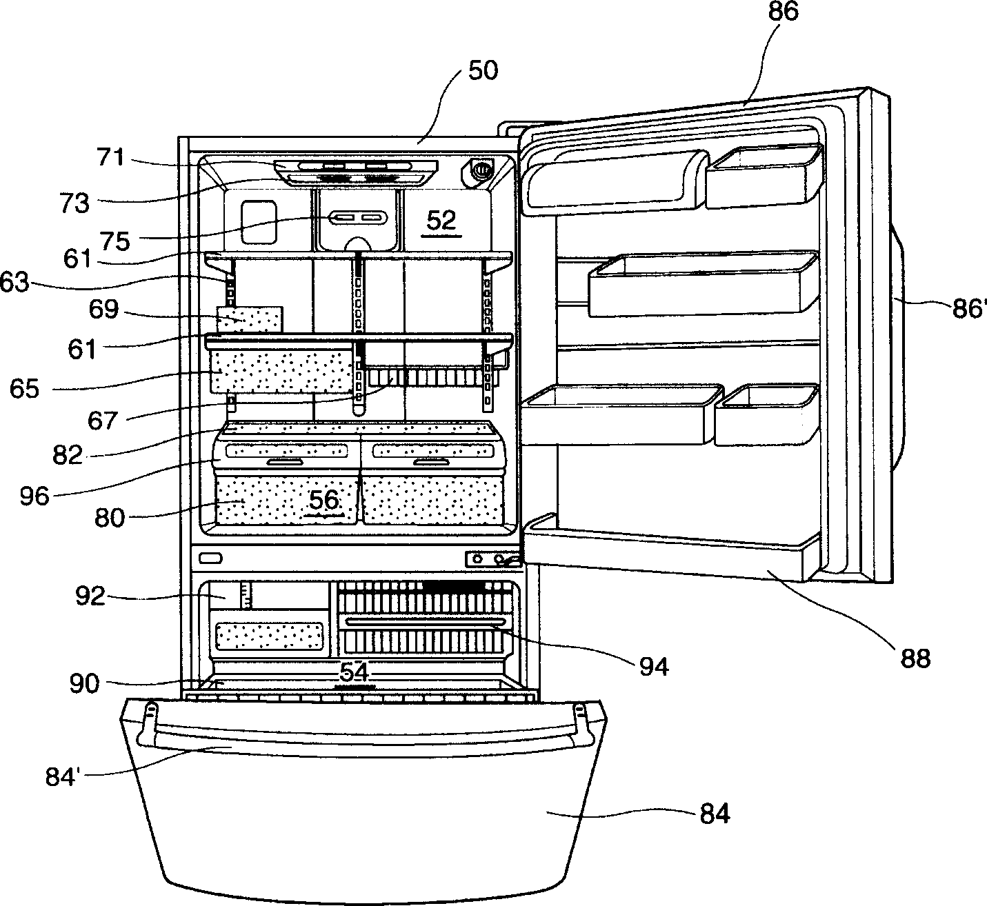 Drawer type door open/close structure for electric refrigerator