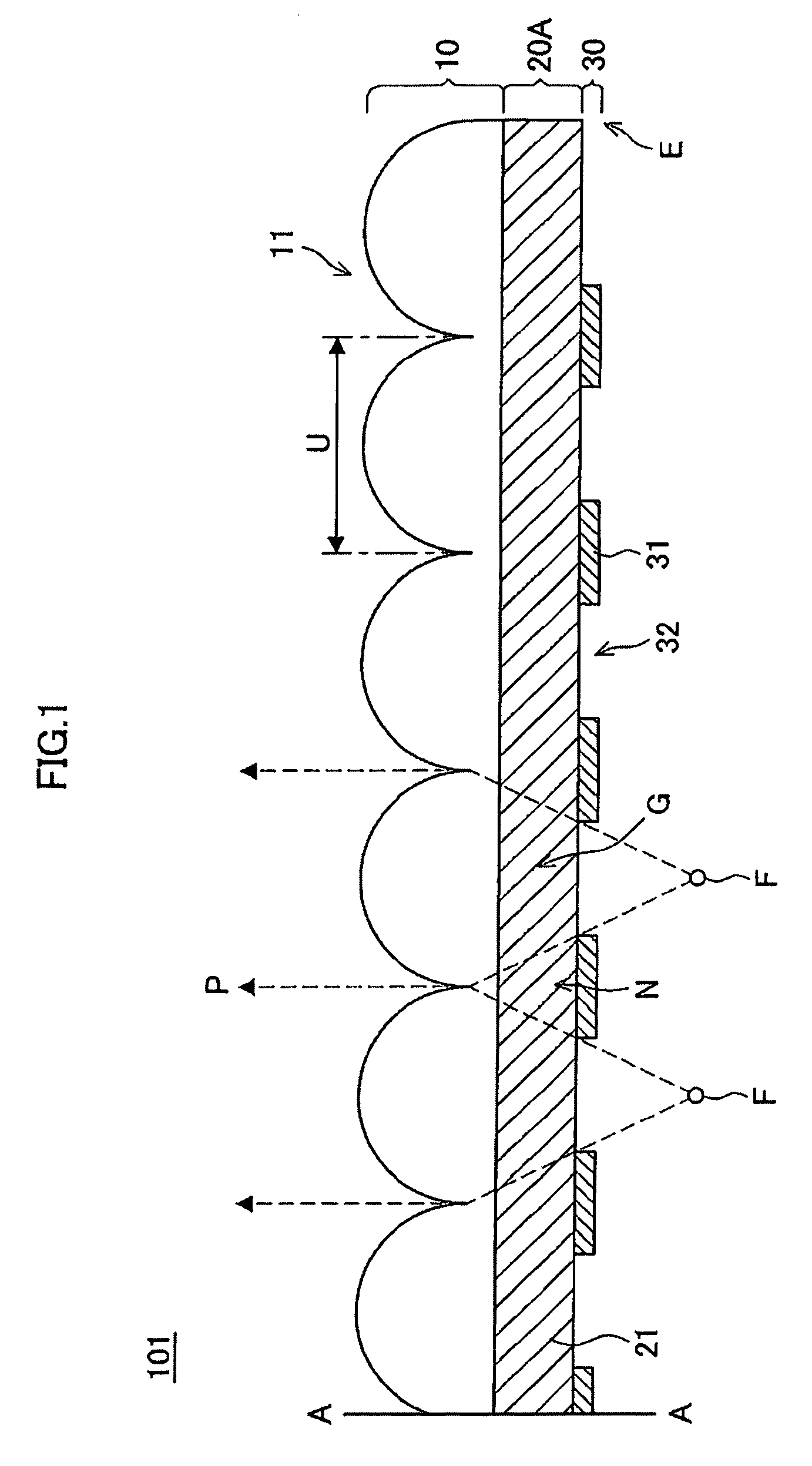 Lens array sheet, light source and liquid crystal display device