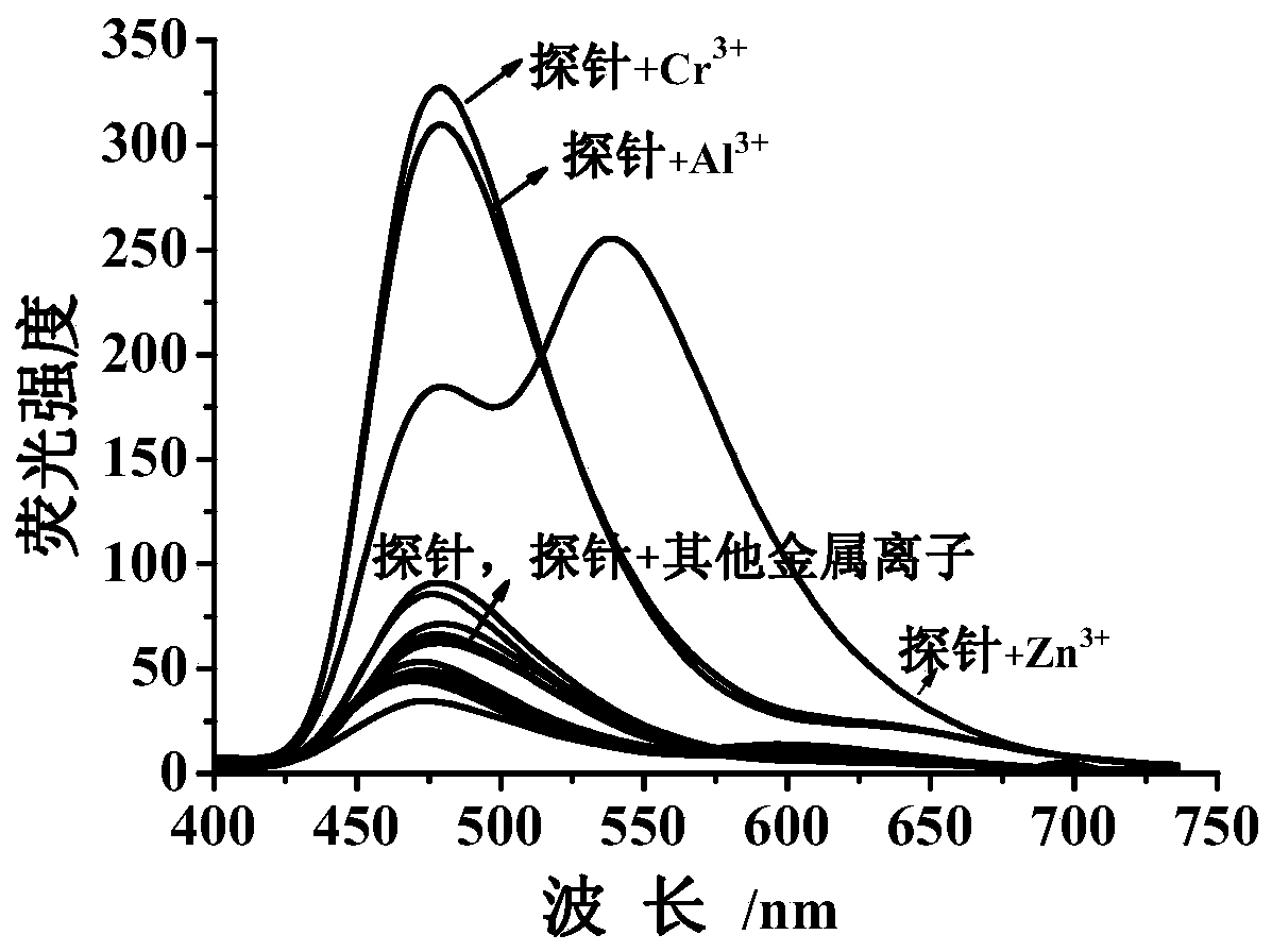 A probe for detecting multiple ions and its application