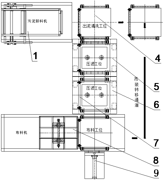 Deep sludge filter-pressing dehydration device and dehydration method