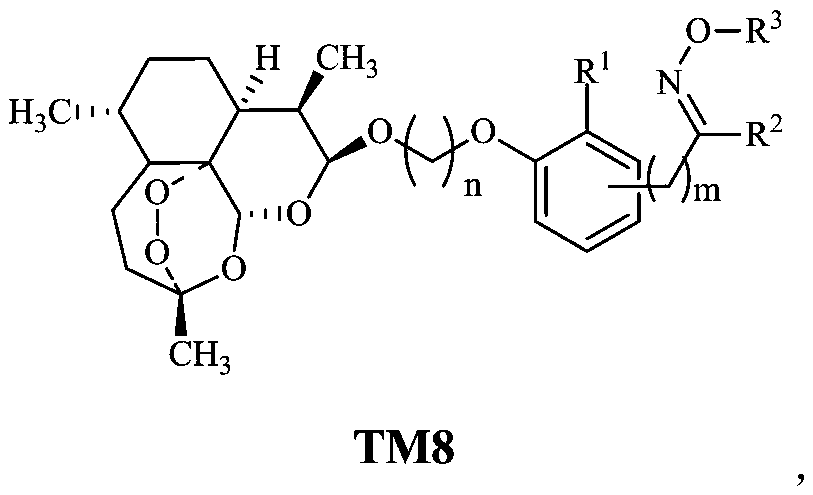 Dihydroartemisinin oxime-containing phenol derivatives as well as synthesis method and application thereof