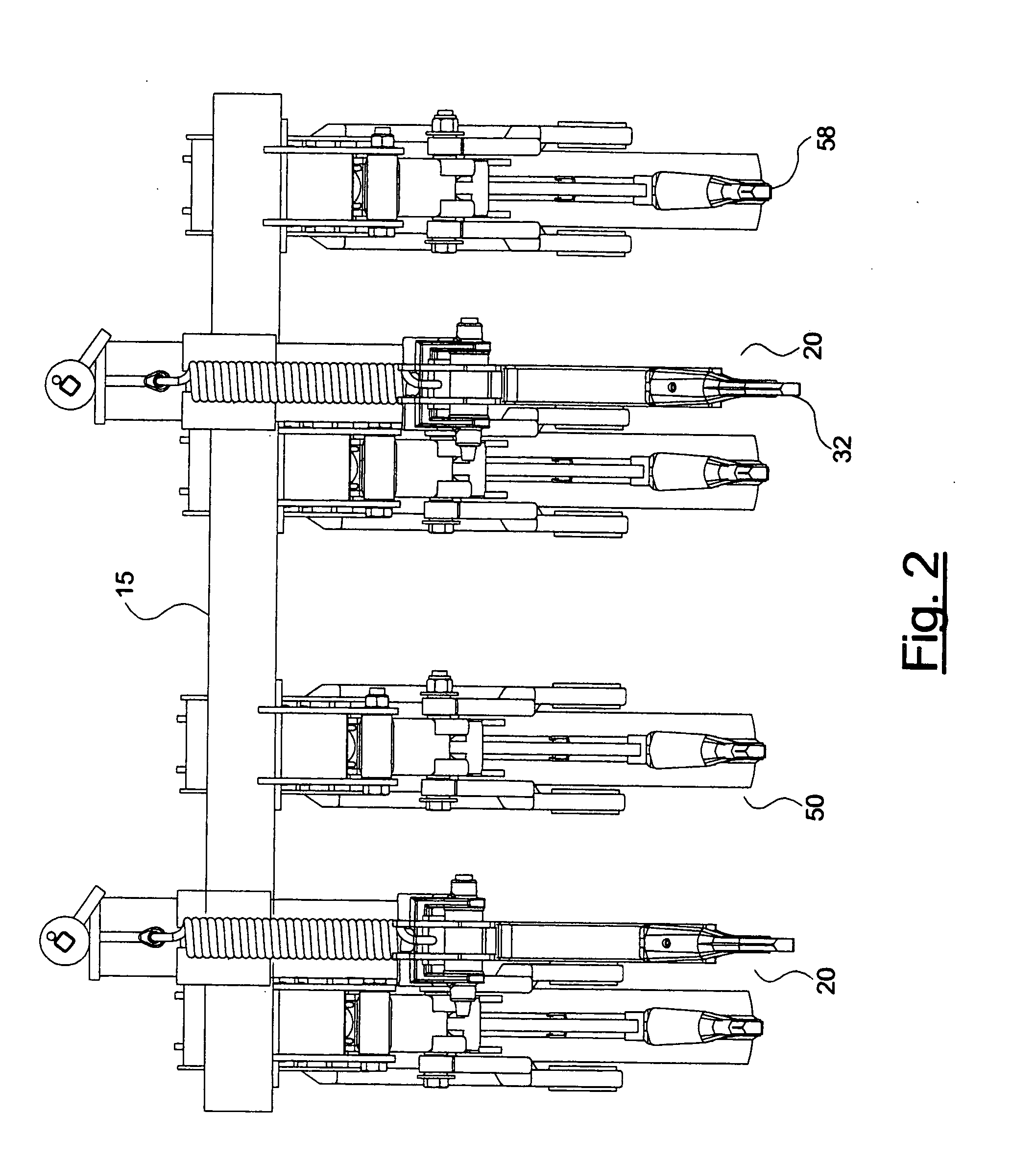 Seeder with trailing arm and hoe-type mid row bander