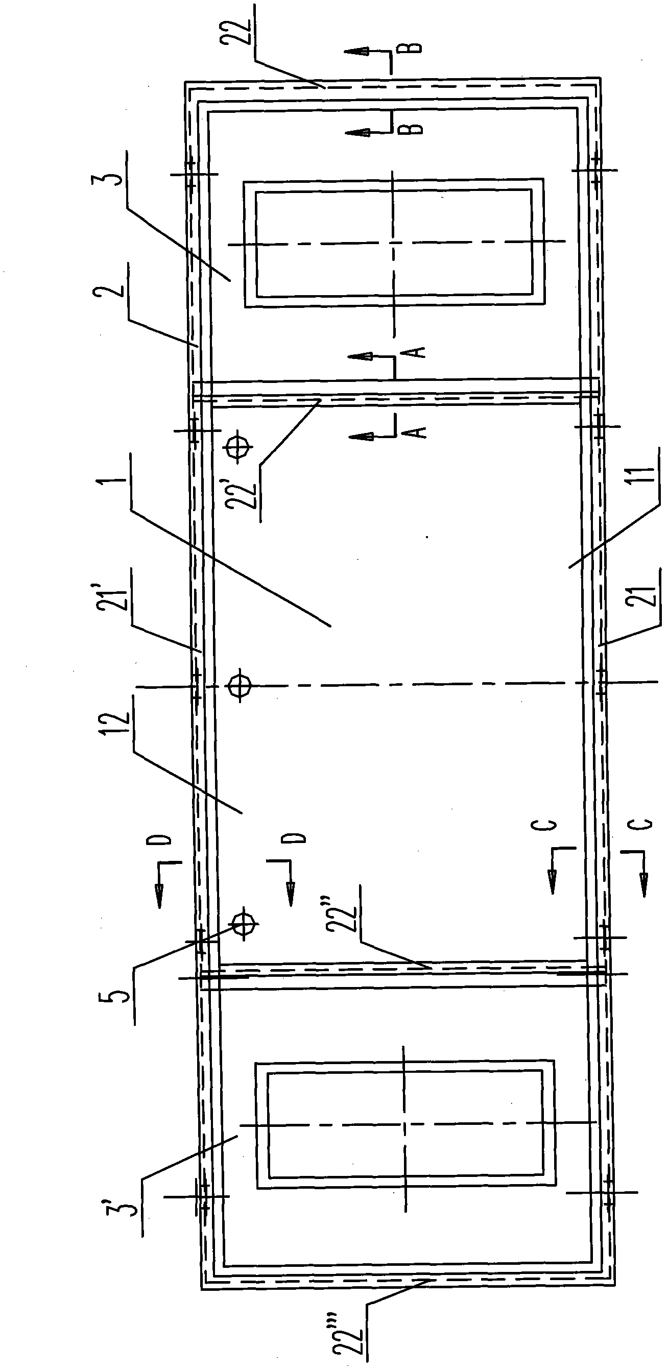 Modular flat top plate of railway passenger car