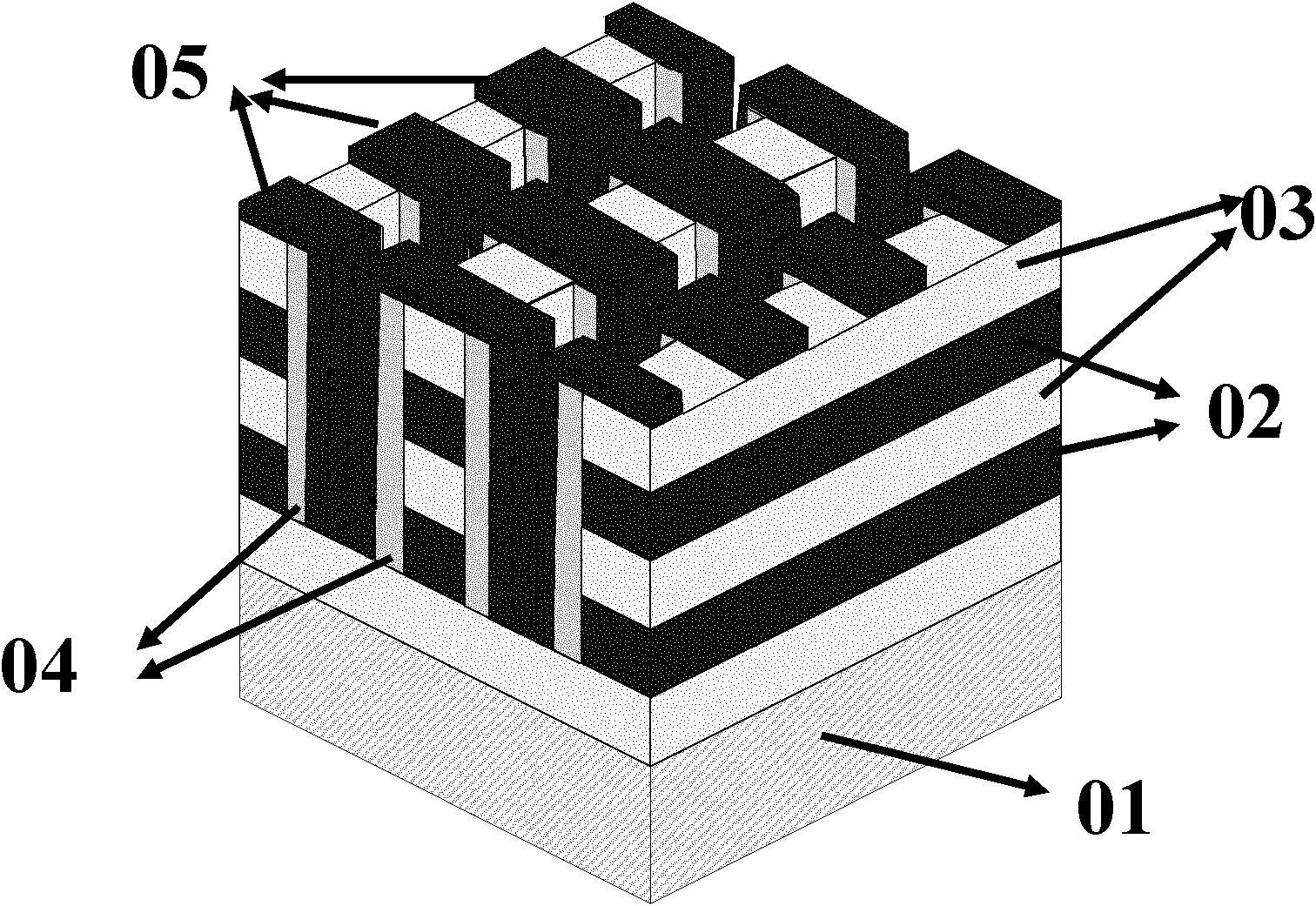 Three-dimensional nonvolatile memory array and preparation method thereof