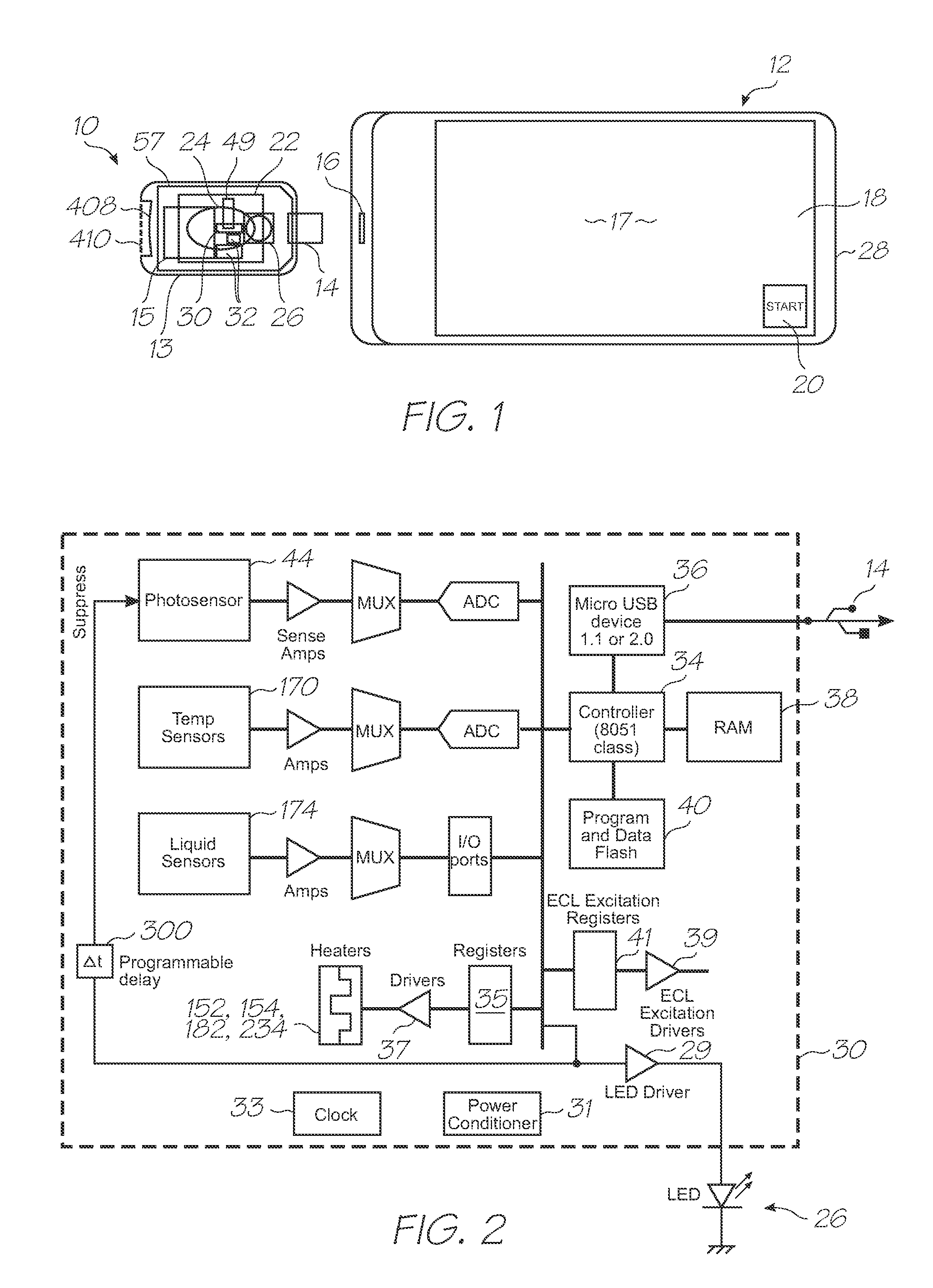 Genetic analysis loc device with electrochemiluminescent probes having a functional moiety for quenching photon emissions configured to change proximity to a luminophore upon forming a probe-target hybrid