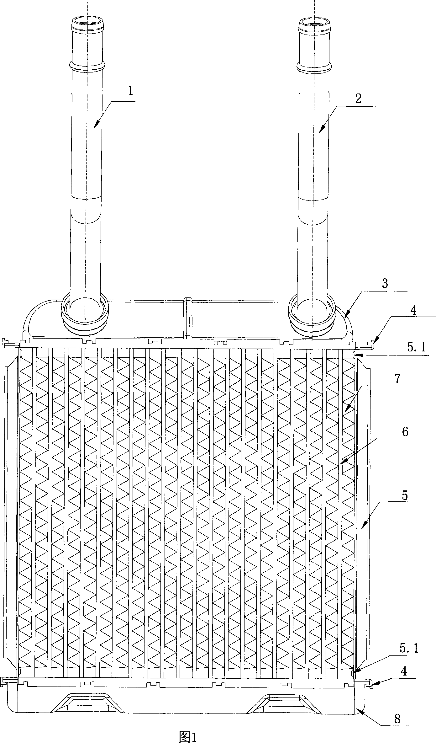 Filled bag conjunction structure for side plate and heat radiation belt of novel vehicle warm air