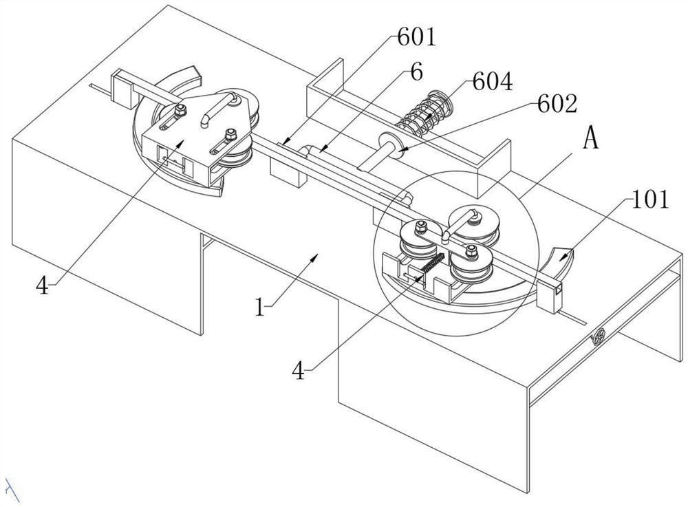 Square tube two-way synchronous bending machining device for mechanical equipment production and assembly