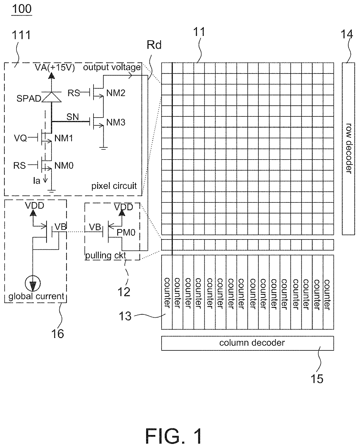 Image sensor employing avalanche diode and shared output circuit