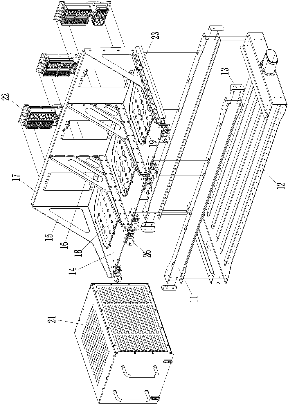 Rear plug type case installation rack