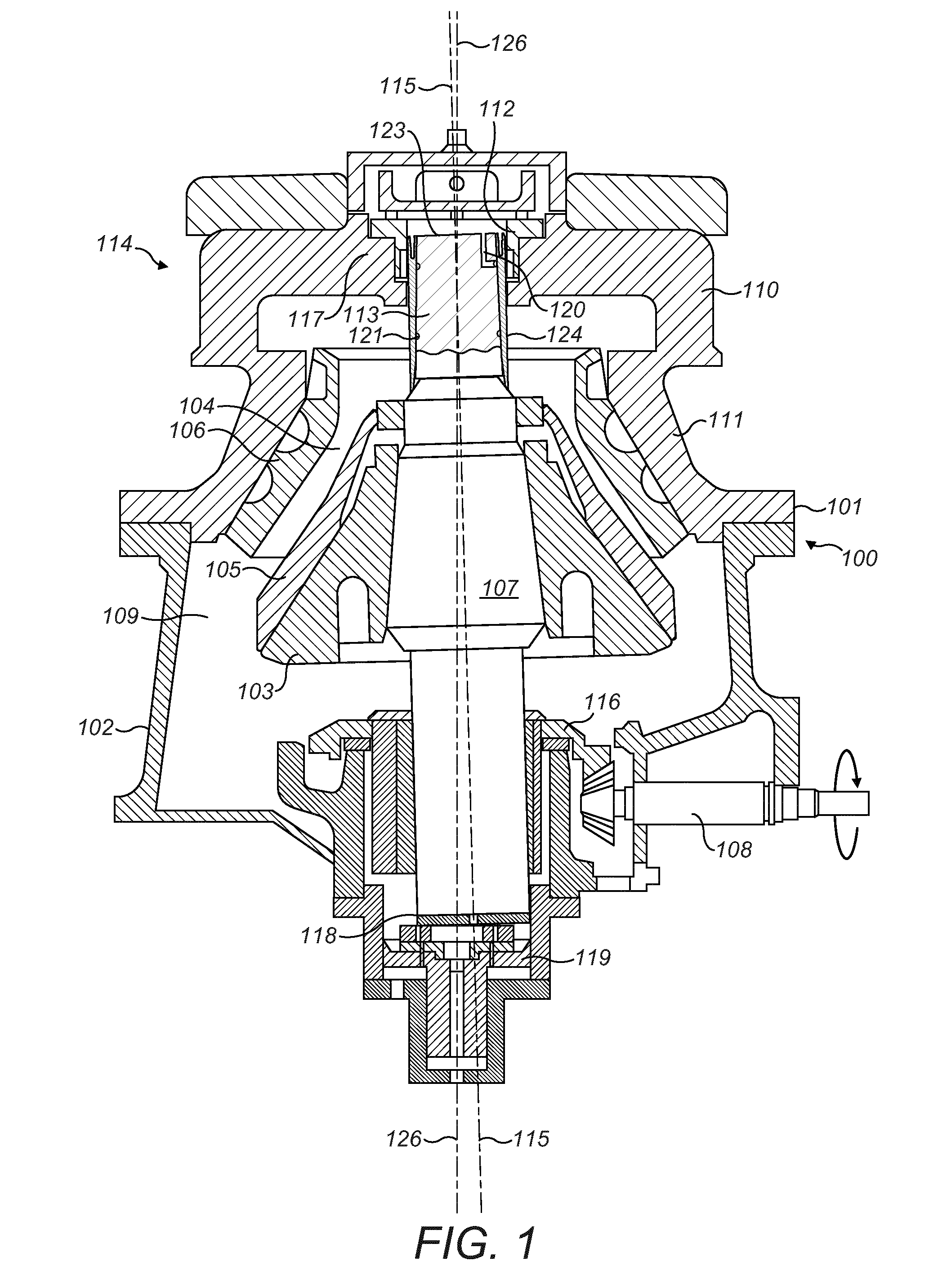 Gyratory crusher main shaft and assembly