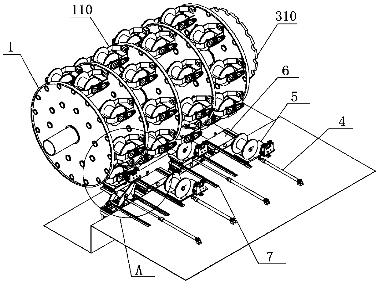 Hydraulic bottom automatic reel loading and unloading device