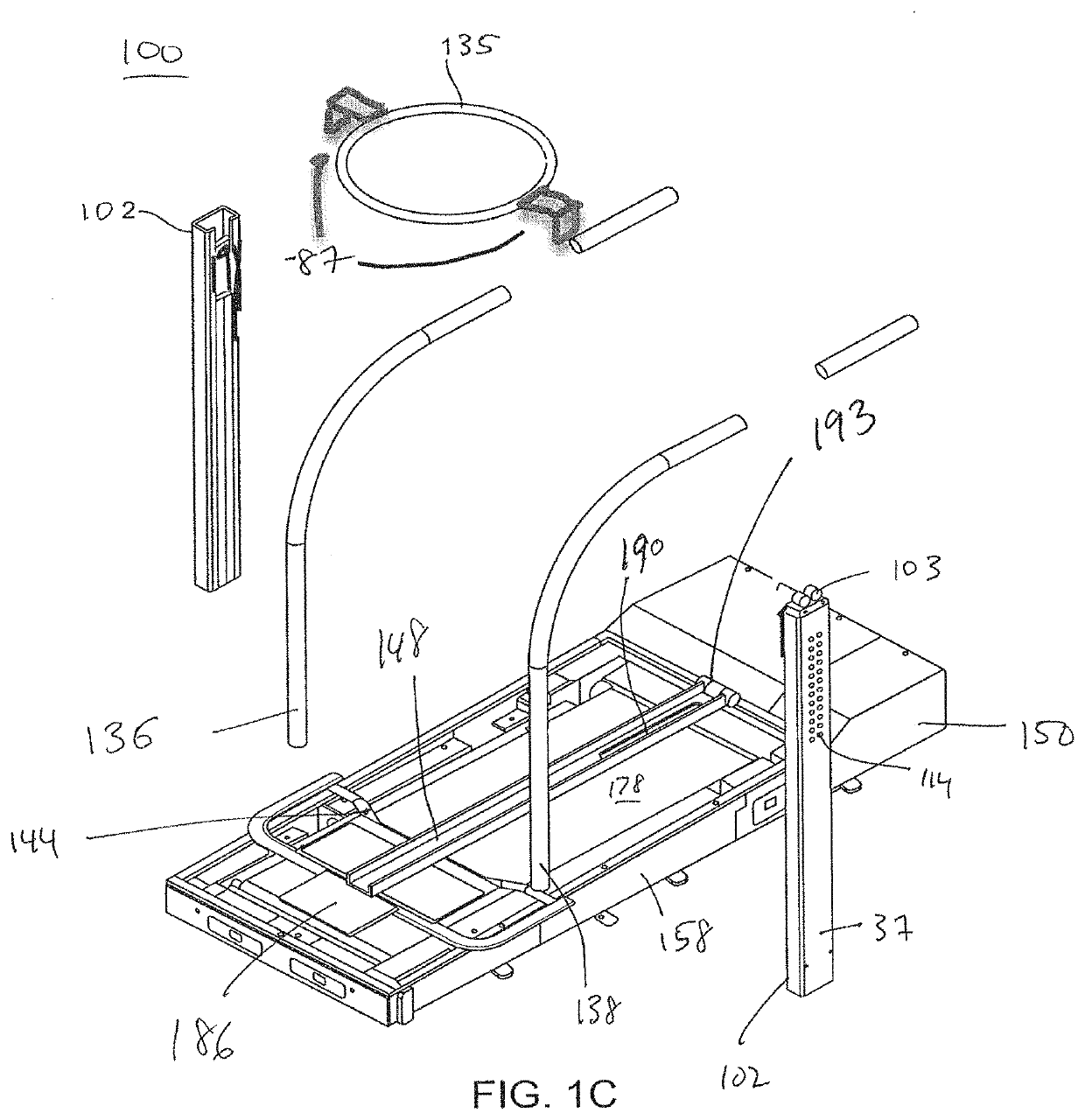 Pressure chamber and lift for differential air pressure system with medical data collection capabilities