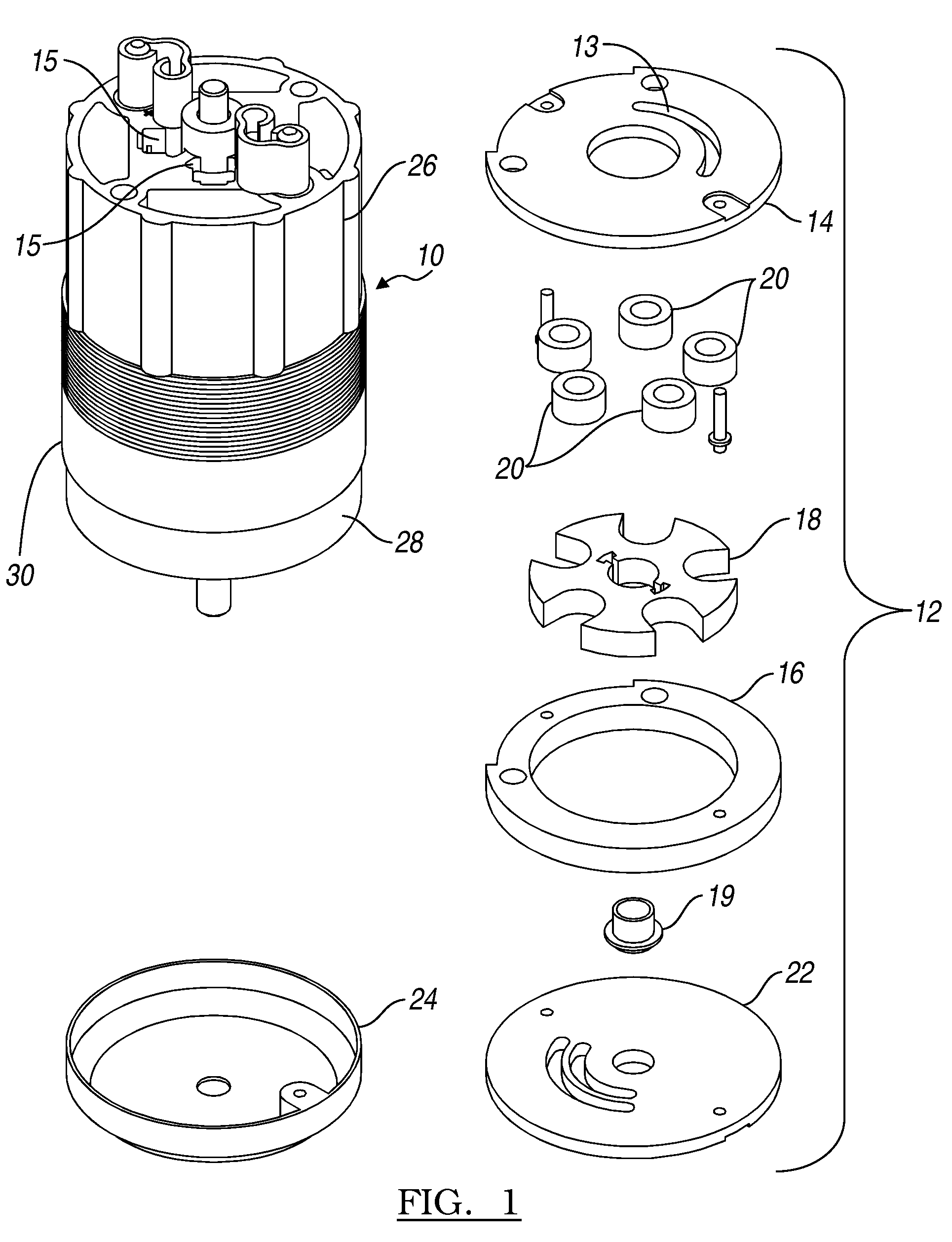 BLDC motor and pump assembly with encapsulated circuit board