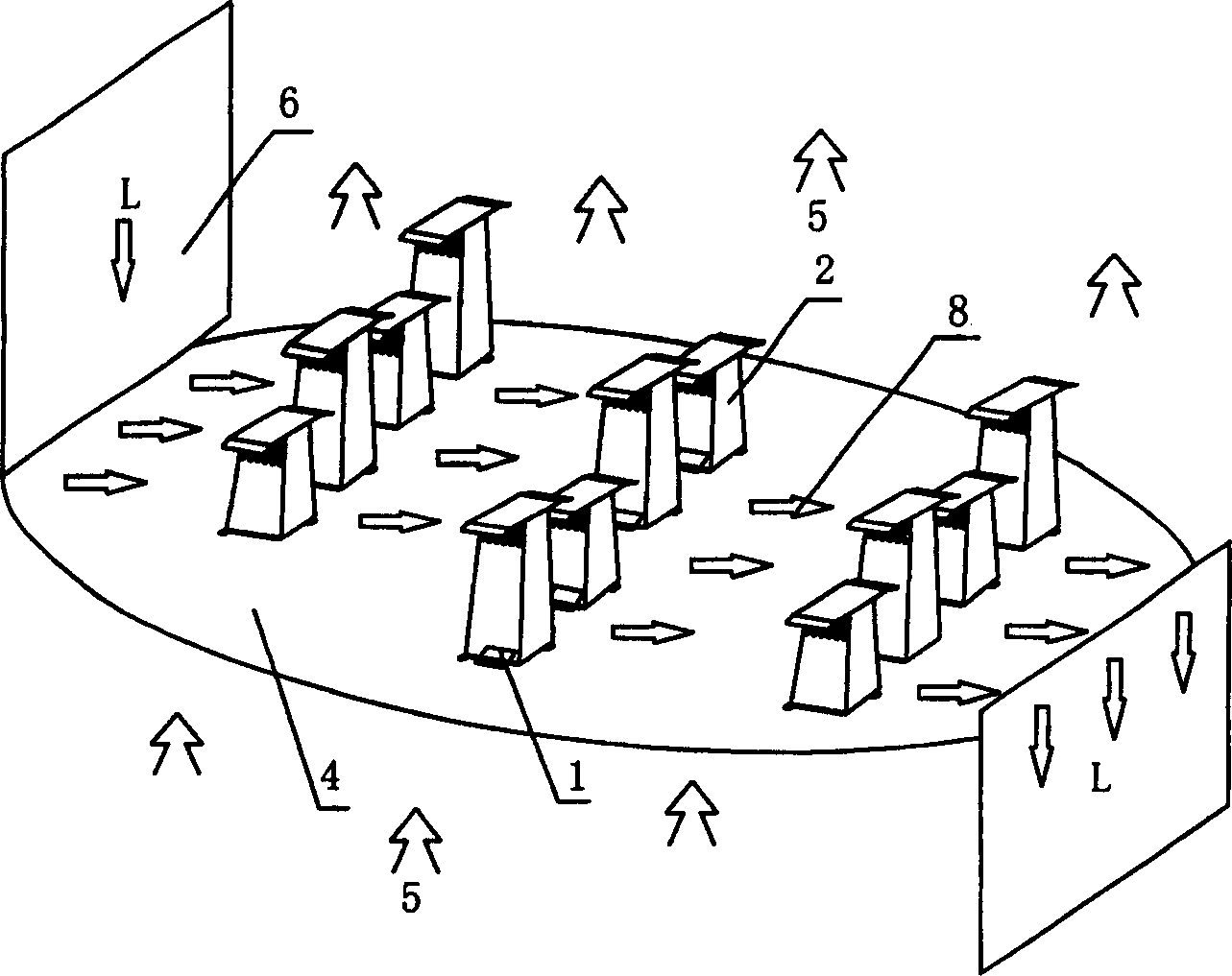 Method for setting gas-liquid cntacting combined components and knockout tower of mass transfer of using the method