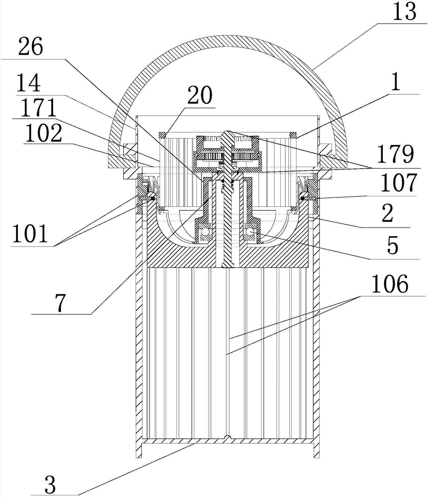 Mop jet flow speed-variable cleaning and spin-drying device with rotary sliding block movable pin self-locking lifting drum