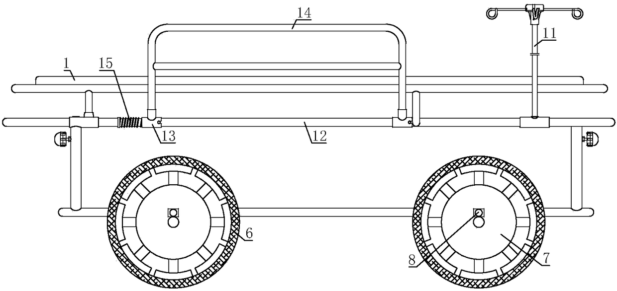 Patient transfer cart capable of damping vibration when encountering obstacles