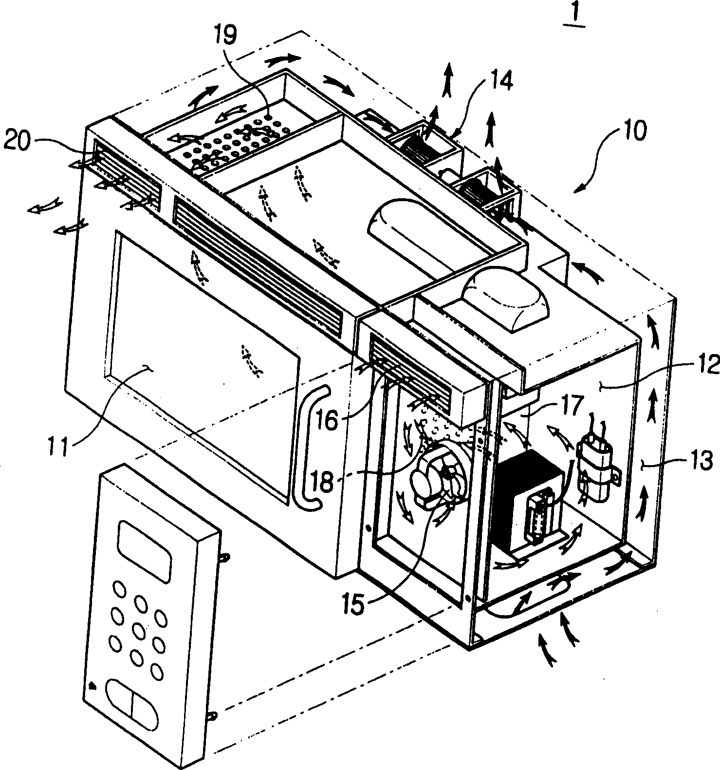 Wall microwave oven