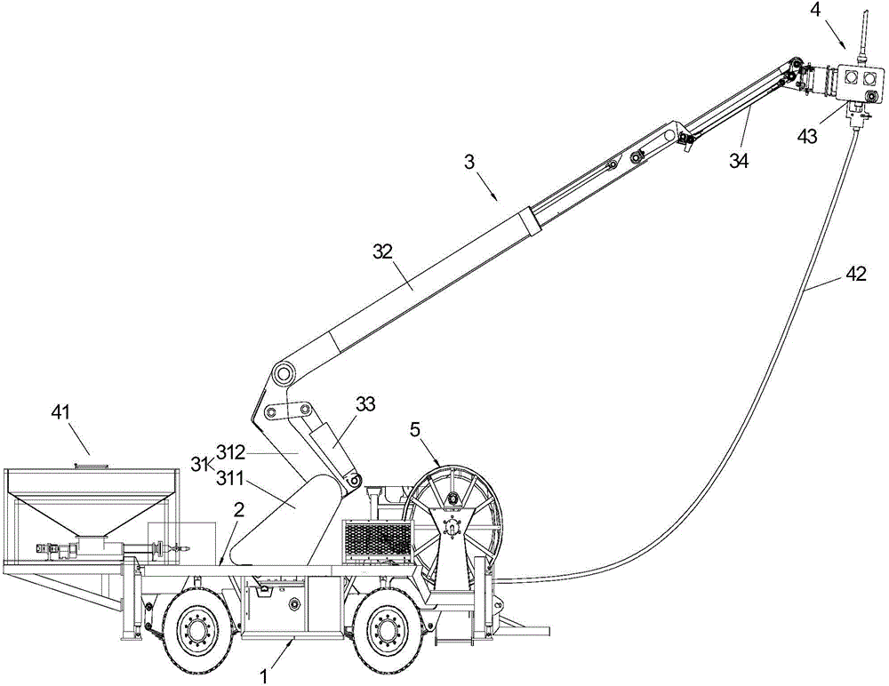 Underground on-site explosive dosing and charging truck