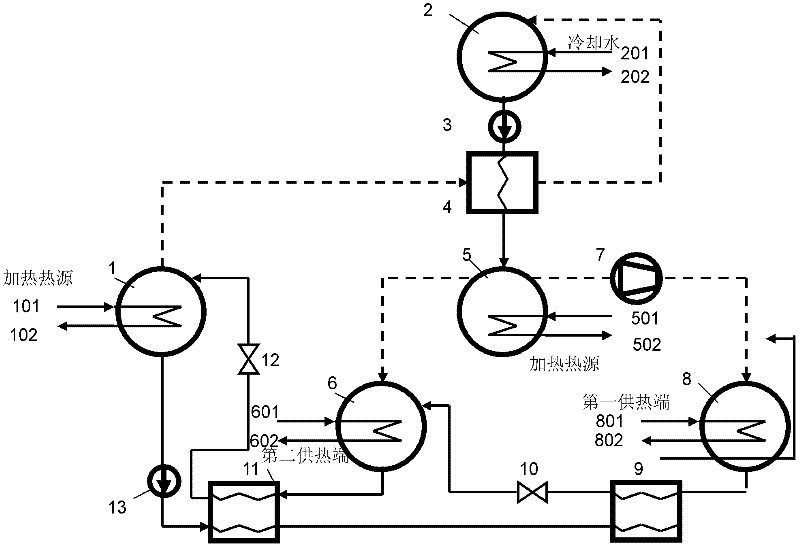 Absorption-compression type dual-temperature second-kind heat pump system